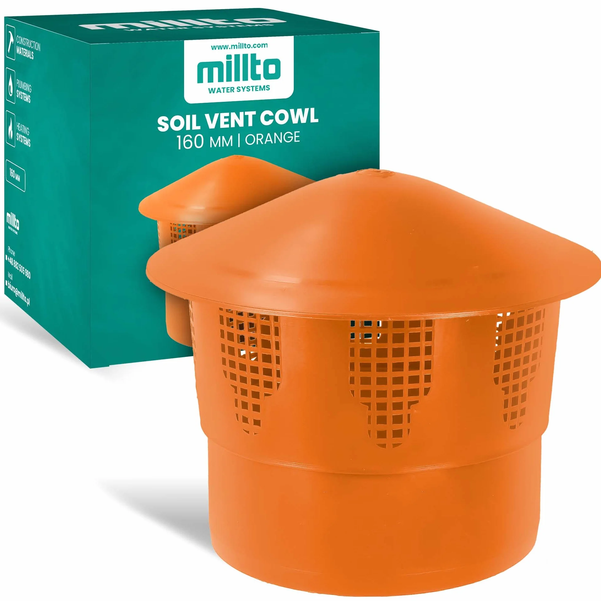Cubierta De Lluvia Tapa De Ventilación Del Tejado (160 mm | Naranja)