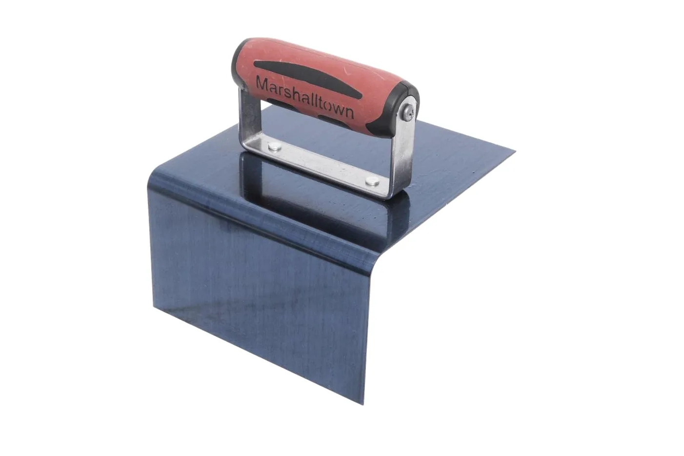 Herramienta de paso de las esquinas exteriores de Marshalltown con un radio de 10 mm y mango DuraSoft, acero azul, dimensiones: 152x152x76 mm