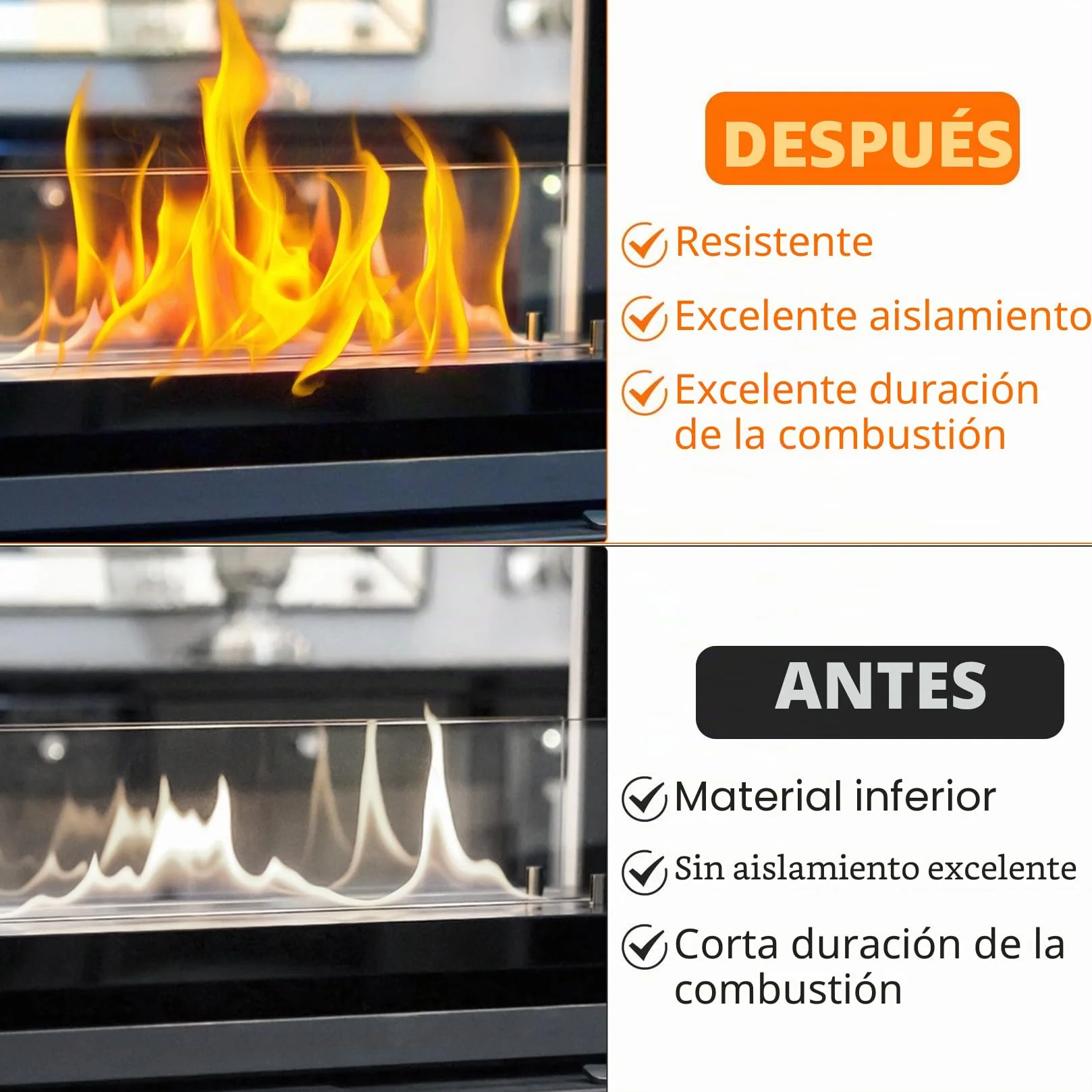 Lana Cerámica para Chimeneas de Bioetanol 4 Piezas, Esponja Cerámica Resistente al Calor 300x100x25mm