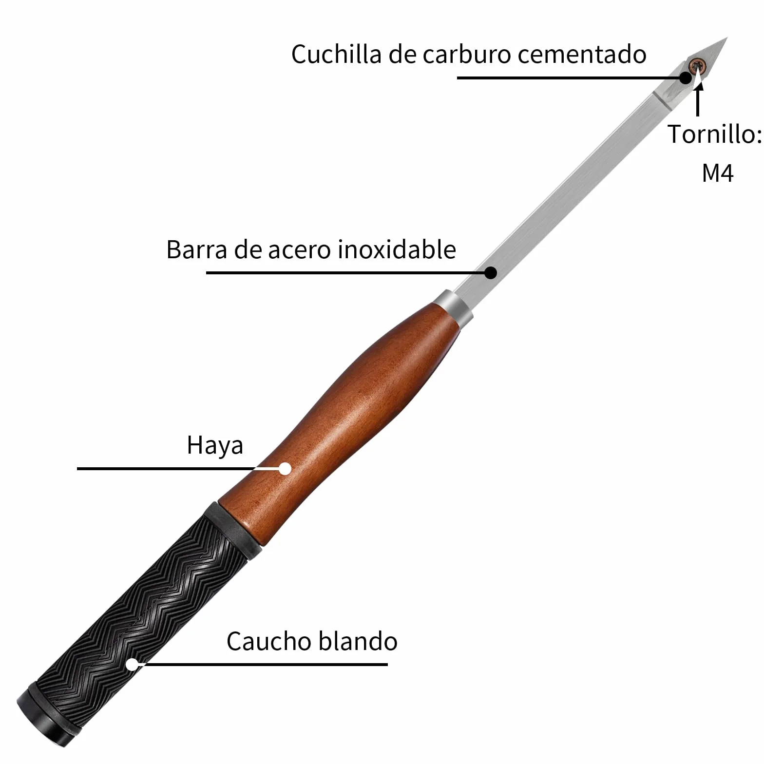 Juego de Herramientas de Torneado de Madera de Carburo, 6 Piezas Formones para Torno