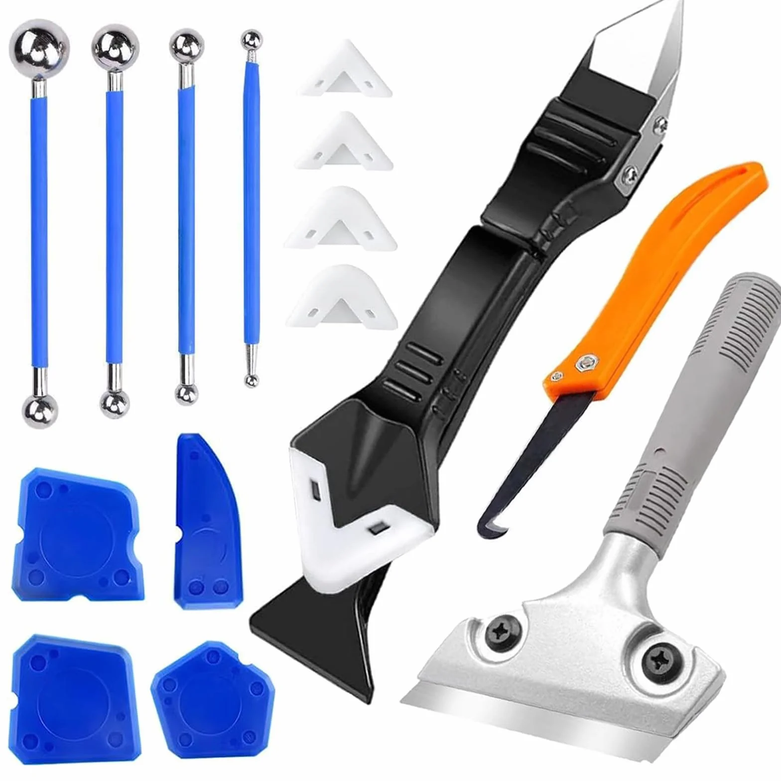 Aplicador Silicona,5 en 1 de Quita Silicona Juntas y Herramientas de Calafateo,Espatula,Removedor de Calafateo para Ventana、Baldosas、Cocina、 Baño
