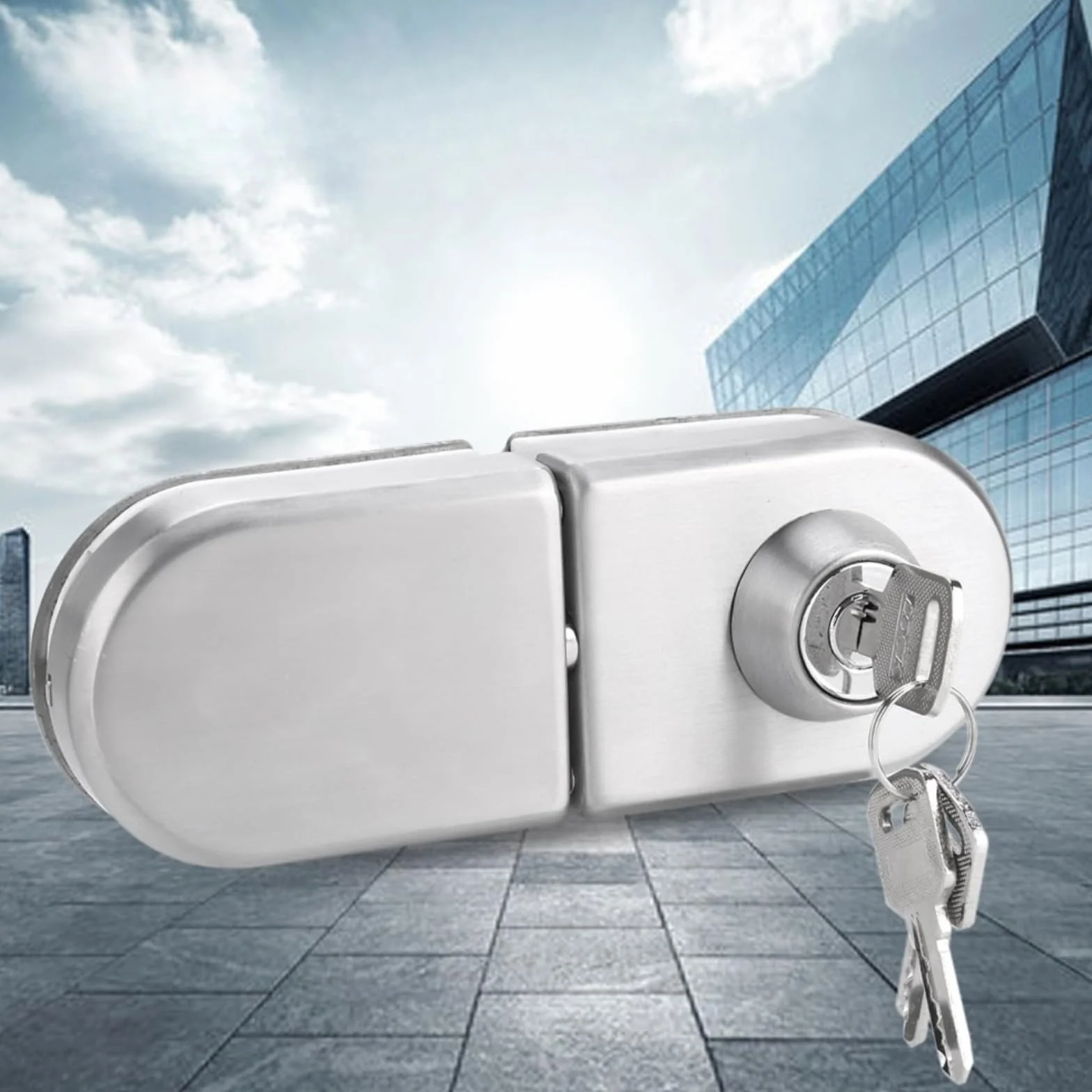 Cerradura de puerta de cristal de acero inoxidable de 10-12 mm con llave sin taladrar cerradura de seguridad para baño, hotel hogar