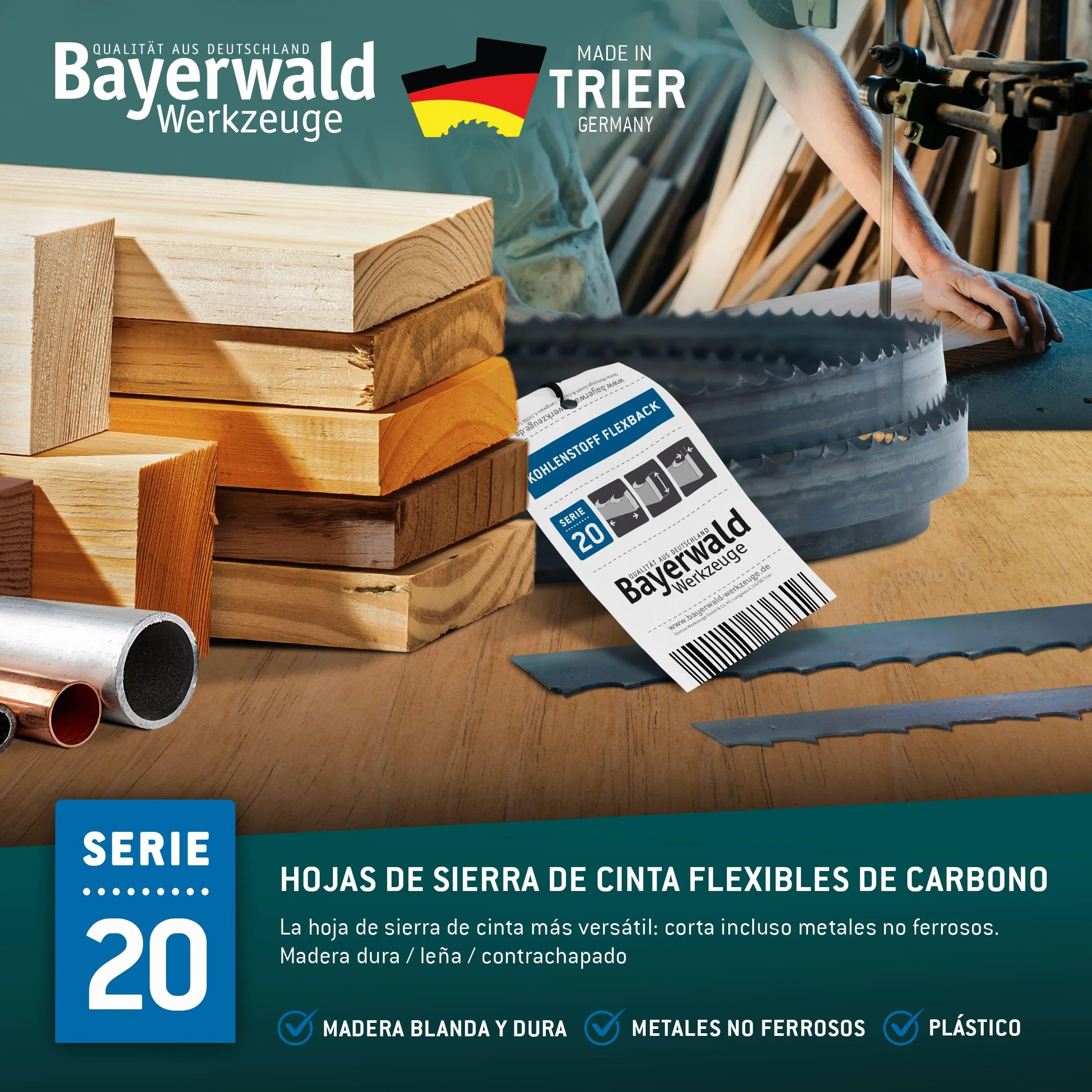 Bayerwald Uddeholm Hoja de sierra de cinta 1425 x 6 x 0,4 x 4 mm para madera Einhell
