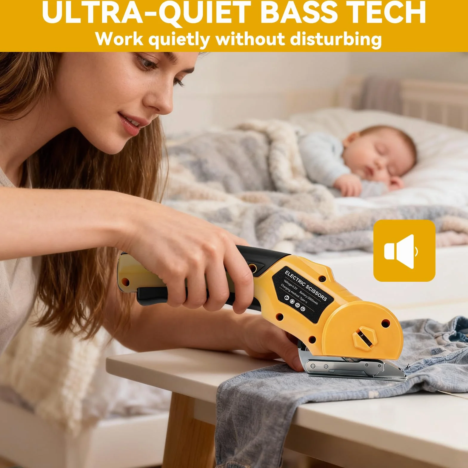 Tijeras Eléctricas Inalámbricas 4.2V, Cúter Rotativo con 2 Cuchillas, LED y Carga USB-C, para Tela, Cartón, Cuero, Alfombra y Plástico