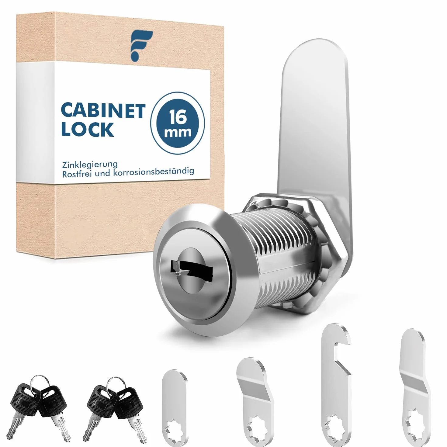 Shinfly Cerradura de Armario 16mm con 5 Placas de Leva y 4 Llaves
