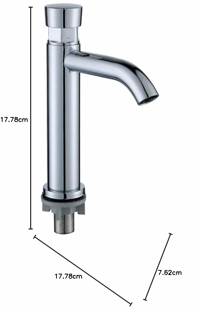 Grifo ahorrador de agua plateado dosificador cierre automático temporizador público botón cocina baño hotel