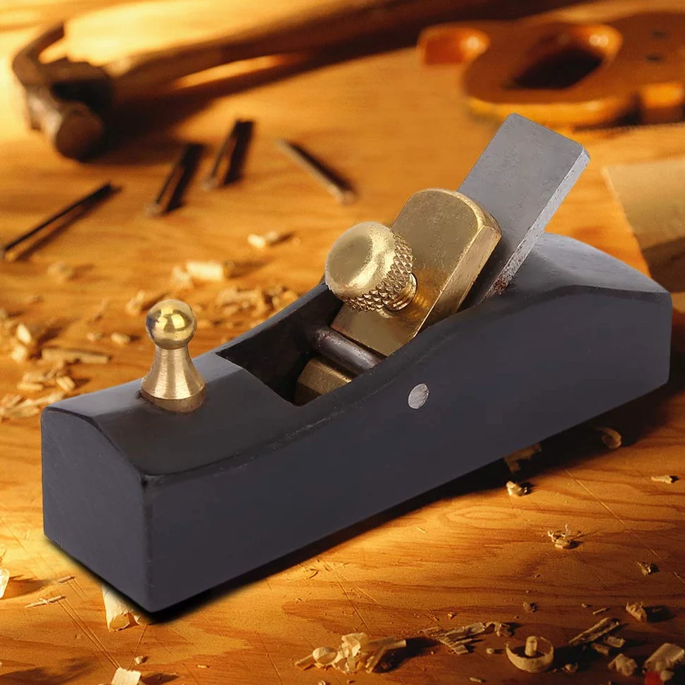 Herramienta de cepillado manual de carpintería, mini carpintero de ébano Herramienta de bloque asesino de aviones Woodcraft, corte pulido desbarbado cepilladora plana de bricolaje(80mm)