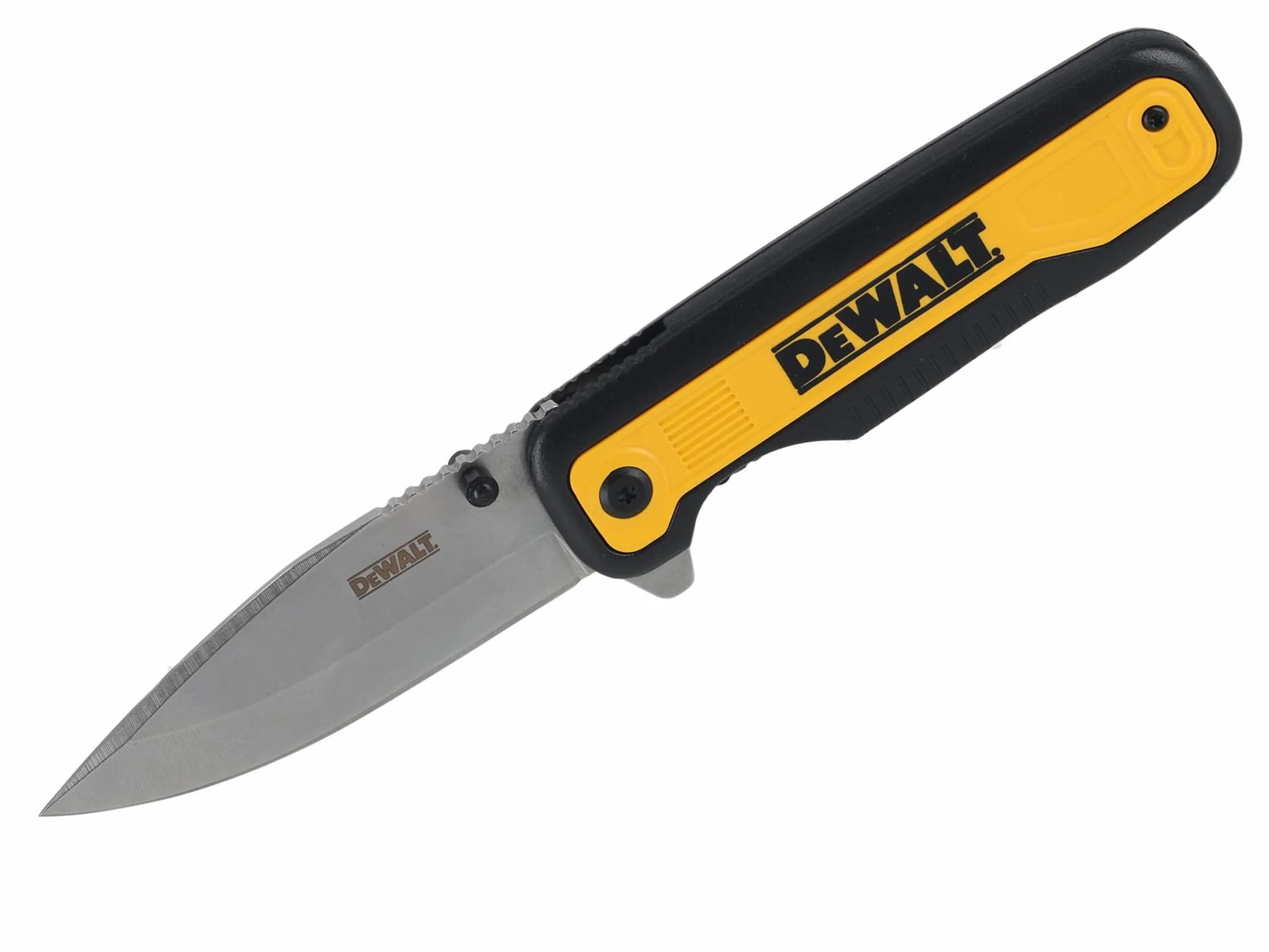 DeWALT Navaja de bolsillo plegable, hoja extra larga, operación abatible, clip de bolsillo reversible y agujero de sujeción