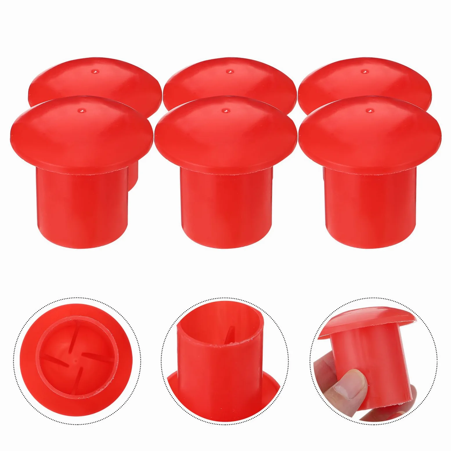 Tapas Protectoras de Plástico Rojo Alta Visibilidad y Resistencia Compresión 30 Forma de Hongo para Varillas de Refuerzo para Construcción Segura