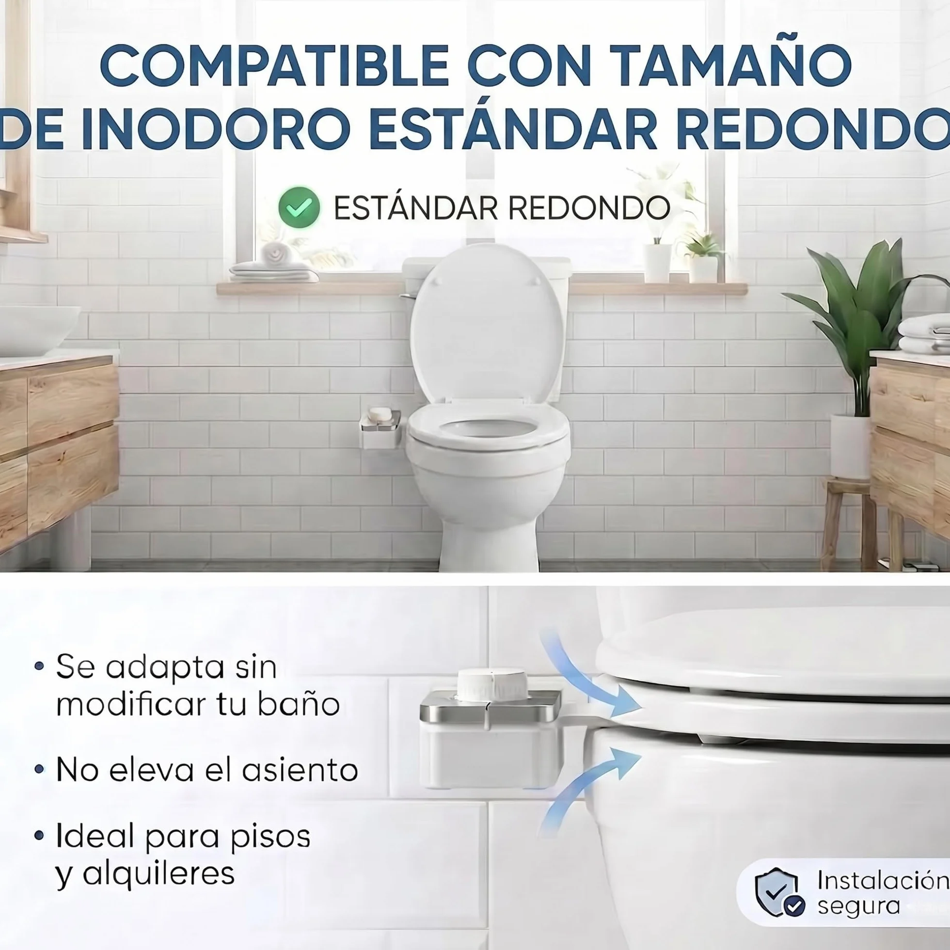 Bidé para WC No Eléctrico - Boquilla Dual de Autolimpieza para Lavado Frontal y Trasero, Accesorio Bide de Fácil Instalación Asiento de Inodoro Rociador de Agua Fria con Presion Ajustable