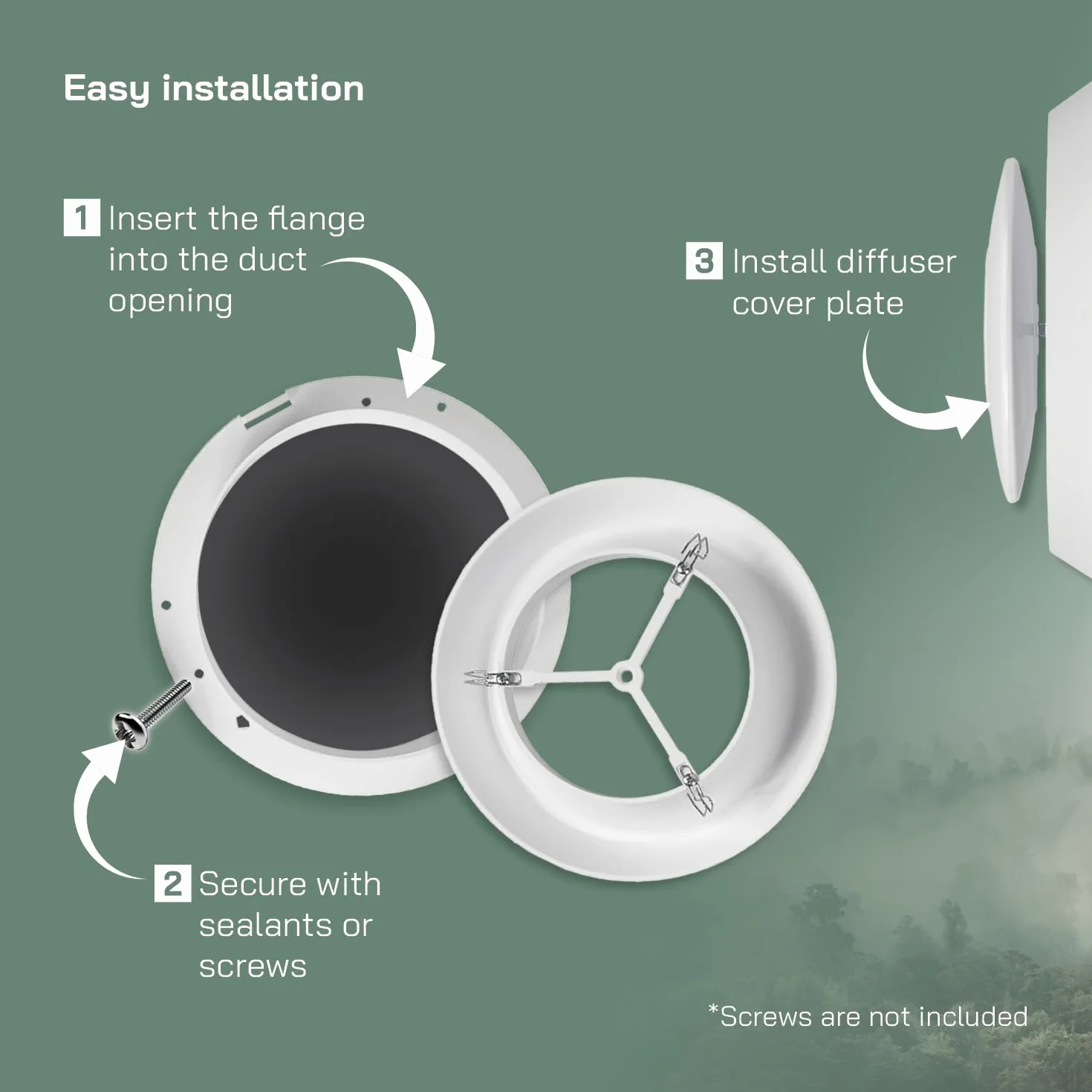 Vent Systems Difusor universal ajustable de plástico blanco de 6 pulgadas, cubierta de ventilación redonda para pared, conducto de techo, deflector de ventilación de aire de registro en línea