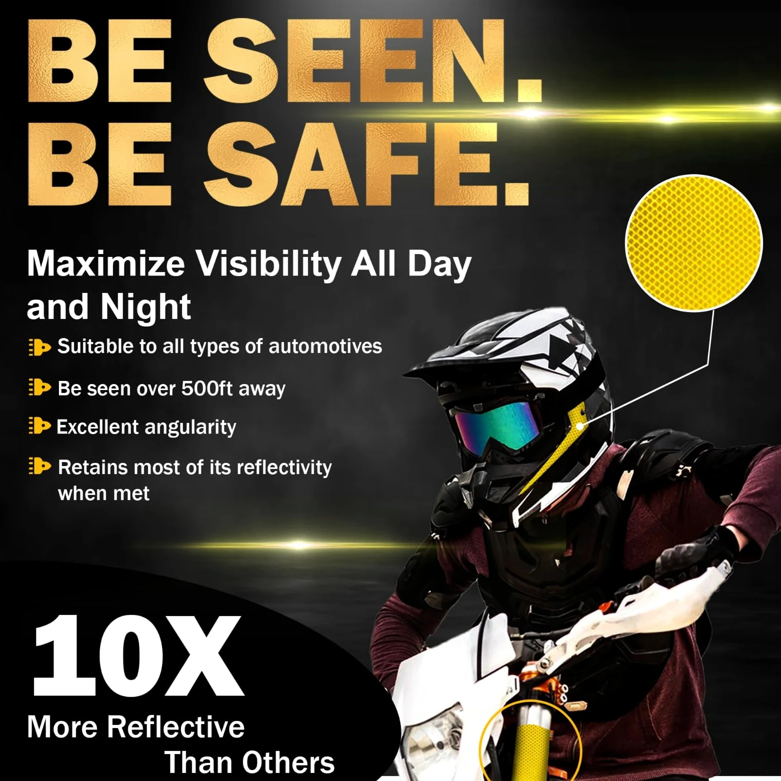 Hecho de cinta reflectante 4090 de grado de diamante para exteriores, tiras de alta visibilidad, seguridad, impermeable, llamativo, fuerte adhesivo, para vehículos, remolques, coches, camiones
