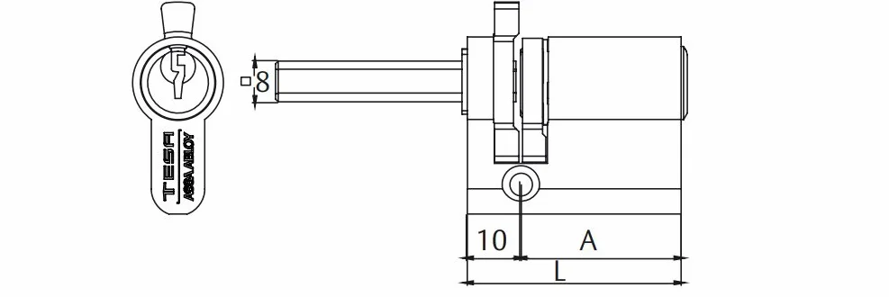 Tesa Assa Abloy,552000LT,Cilindro de Seguridad Estándar TE5, Perfíl Ovalado,Niquelado