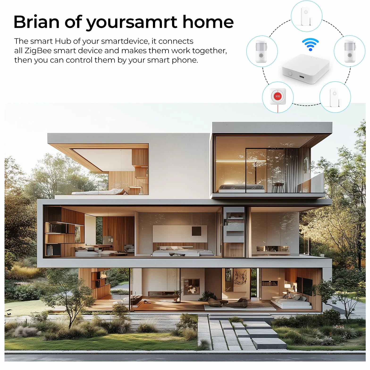 Zigbee Hub WiFi Bluetooth Dual Mode Gateway Smart Life Tuya App Temperatura Humedad Sensor Válvula Termostática