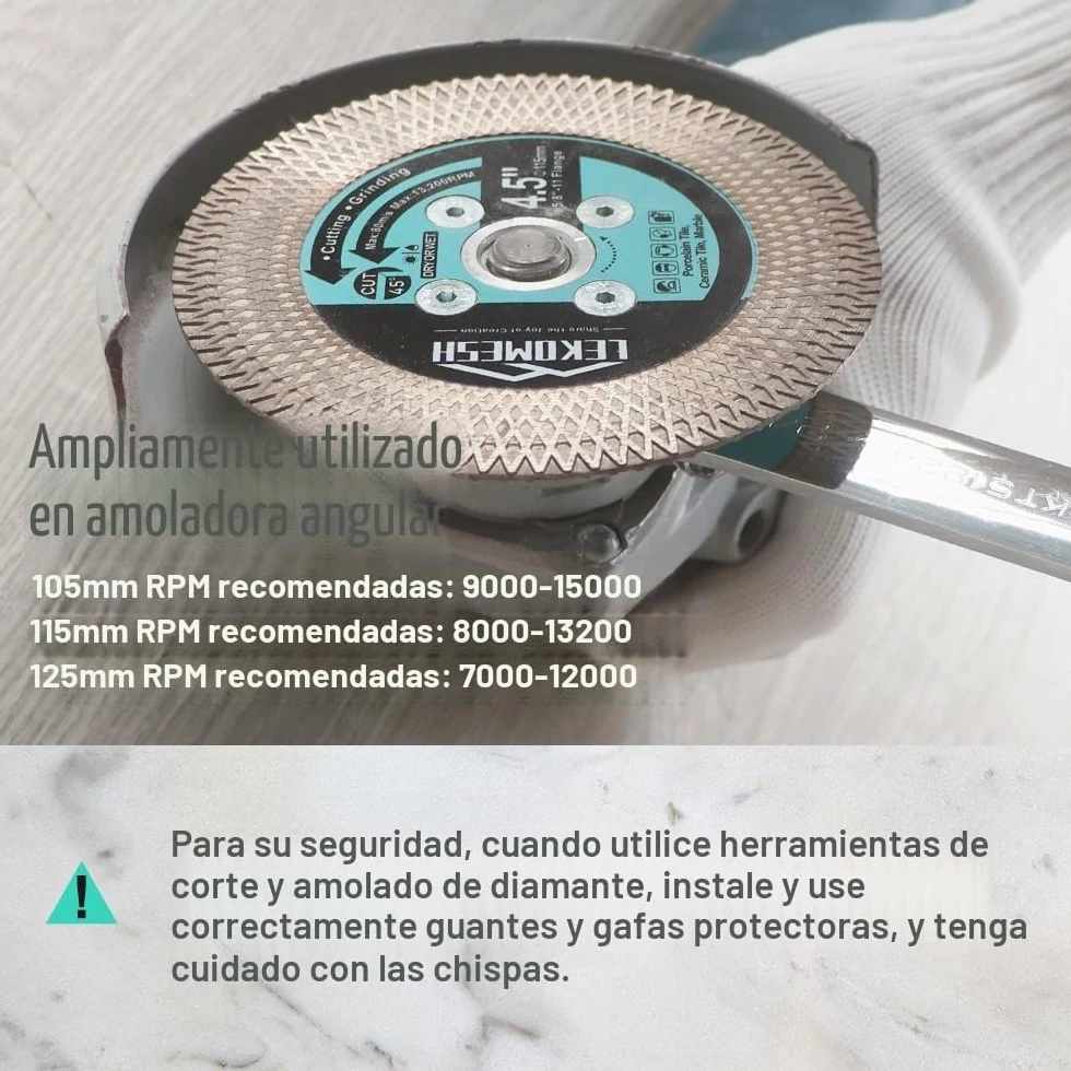 Discos Diamante 115MM para Porcelanico - Doble Cara Disco de Corte y Rectificado Diamante Ultrafino LEKOMESH para Cortar Esmerilar Cerámica Azulejos Mármol Granito,Rosca M14,X Malla