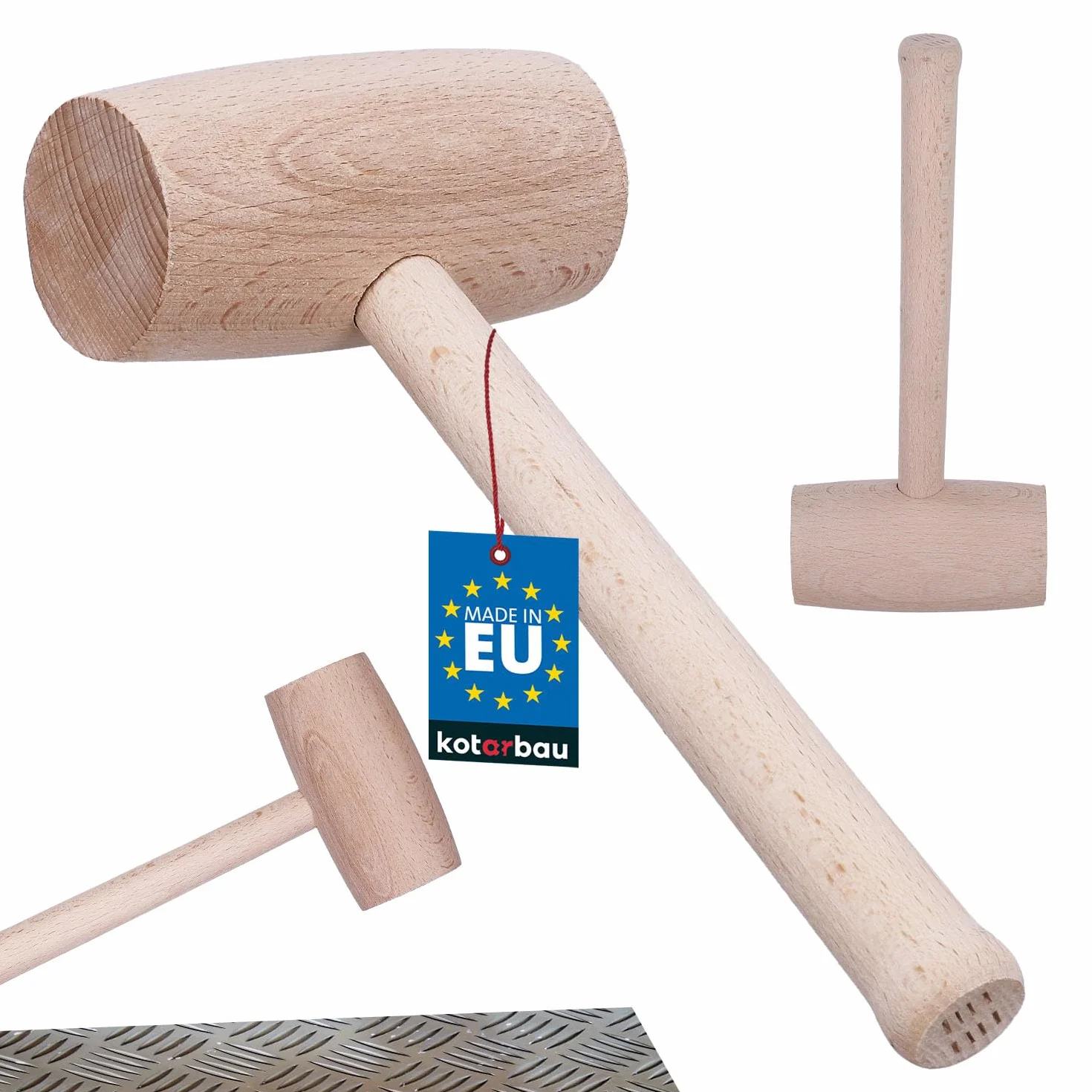 KOTARBAU® Martillo de Madera, Ø 65 mm, Mazo de Madera de Haya, Maza Redonda para Trabajos de Corte, desbaste y Tallado de Madera, Uso en carpintería