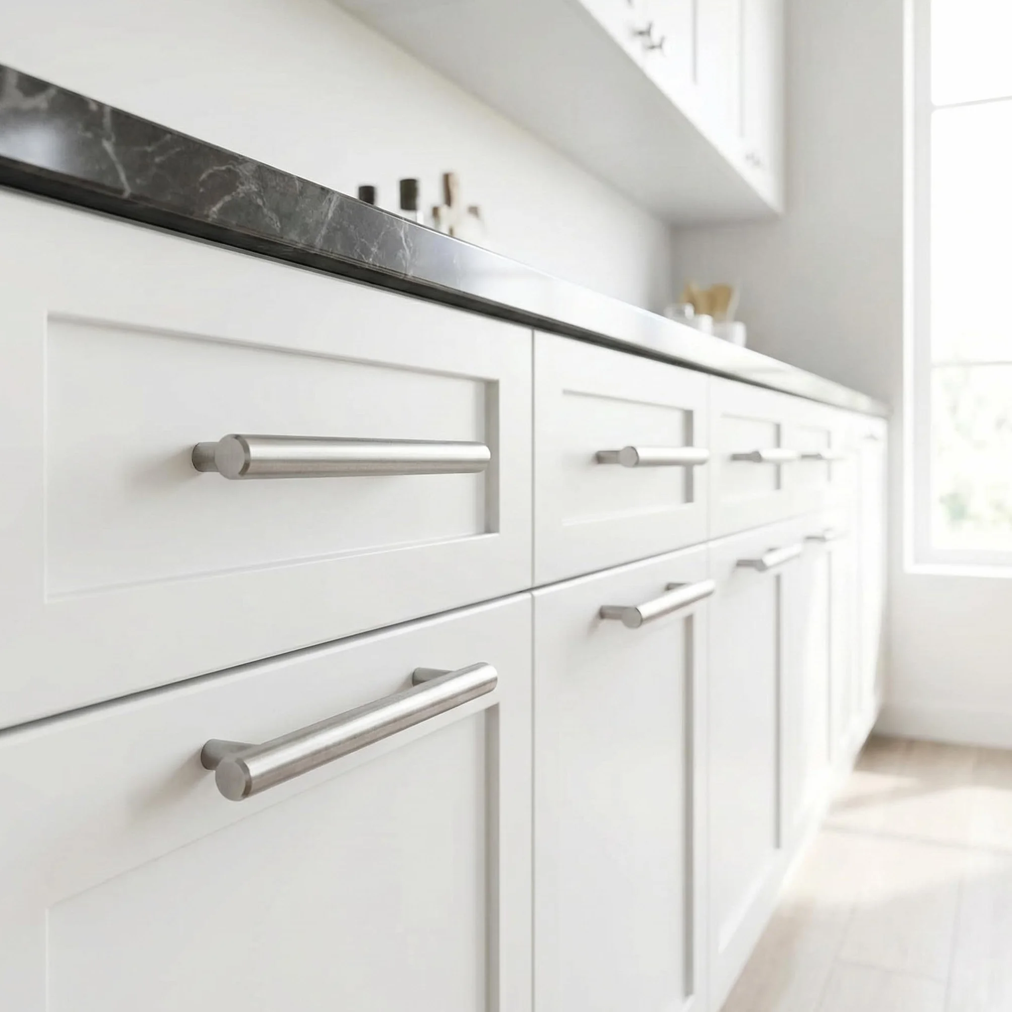 4 piezas de tiradores para muebles de acero inoxidable, distancia entre agujeros de 128 mm, tiradores para cocina, tiradores para armarios de plata, tiradores para puertas, tiradores para