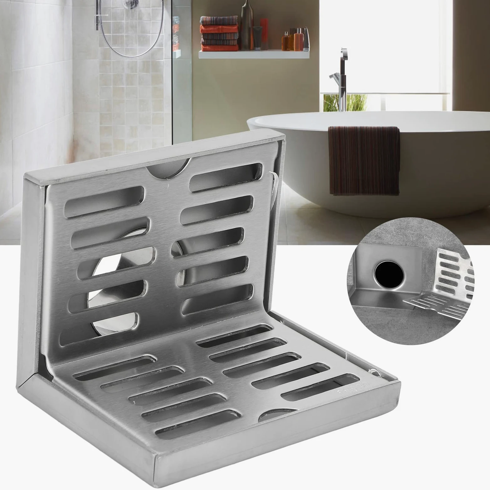 Desagüe de Piso de Esquina, Desagüe de Piso de Esquina de Pared en Forma de L con Drenaje de Piso de Lateral Desagüe de Pared de 10 Cm para Drenaje Horizontal de 90 Grados en