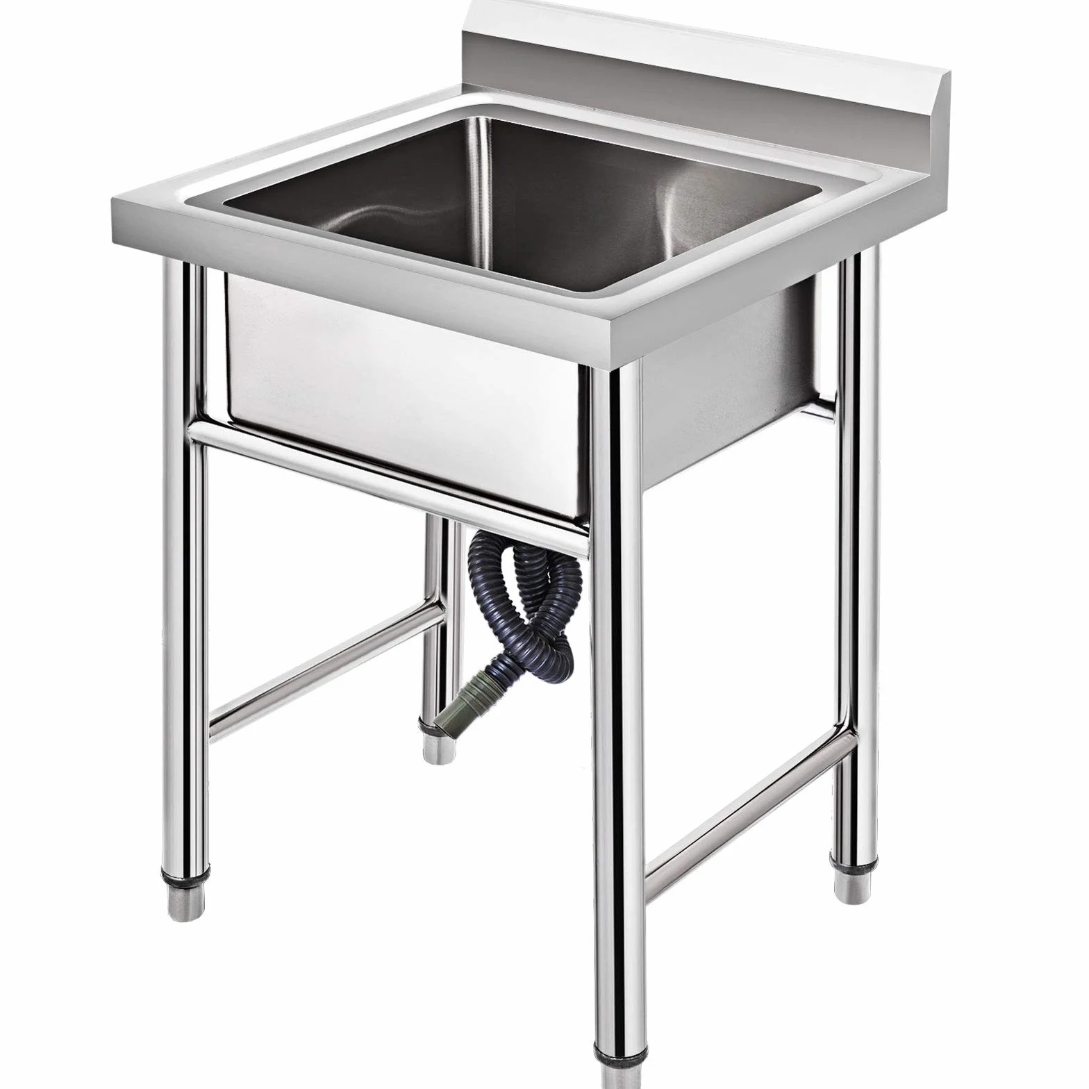 VEVOR - Fregadero de acero inoxidable para cocina, 1 bandeja para fregadero en patas de acero inoxidable antisalpicaduras, lavabo de acero inoxidable profesional para hacer la inmersión, cocina de