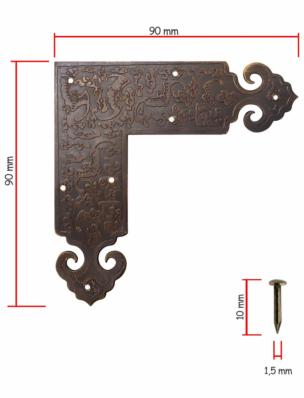 FUXXER Juego de 4 conectores angulares decorativos, en latón envejecido, 90 x 90 mm
