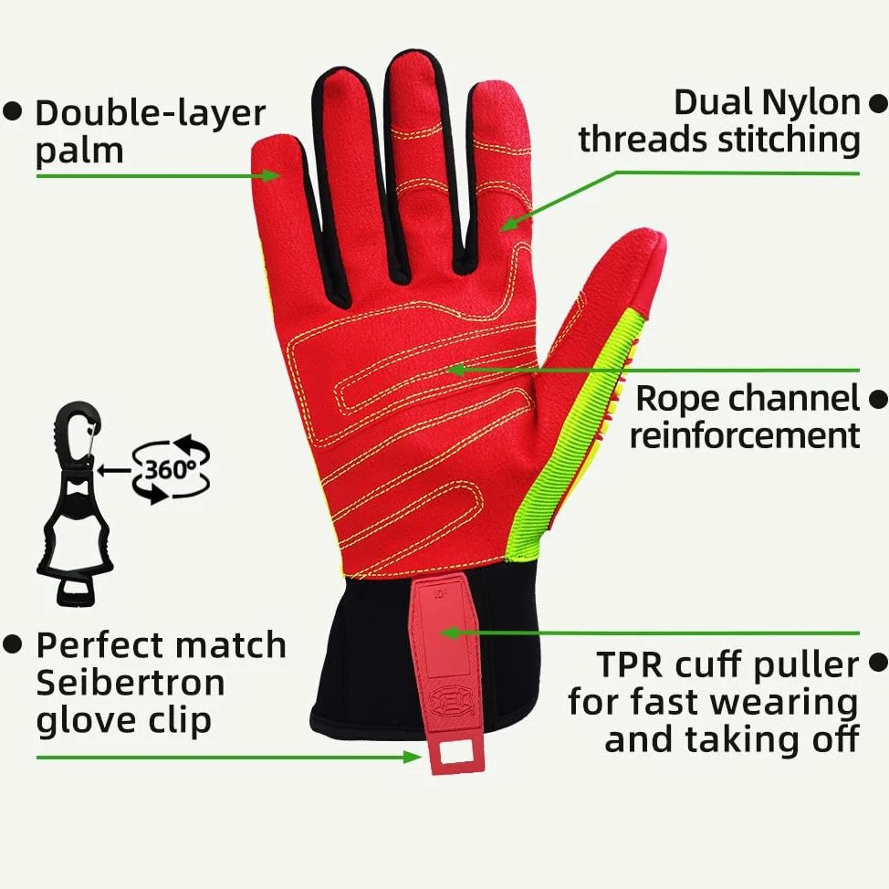 Seibertron HIGH-VIS HRIG Anti Impact Work Gloves Hi-Vis Oil and Gas Water Resistant Safety Heavy Duty Utility Mechanic Rigger Glove CE EN388 4132 XXL With 1 Black Glove Clip