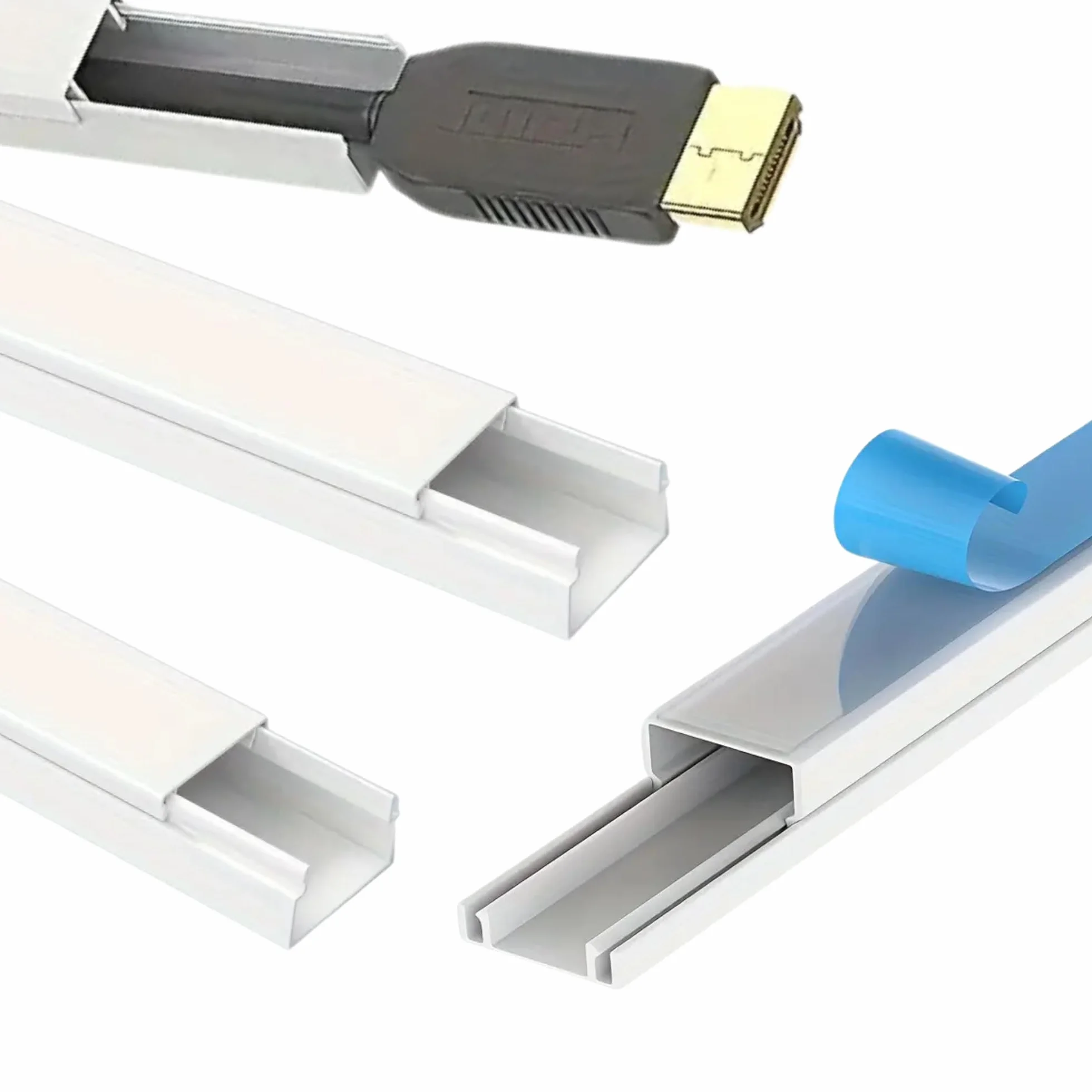 Canaletas Adhesivas para Cables 15x10mm Blanco Pack 4-10 Metros Organizador de Cables