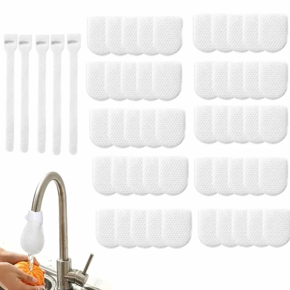 Bolsa Filtrante para Grifo, Filtro de Agua Universal y Reutilizable para Fregadero de Cocina, Filtro Transparente para Grifos, Retiene Óxido, Sedimentos e Impurezas; Incluye Correa (50 piezas)