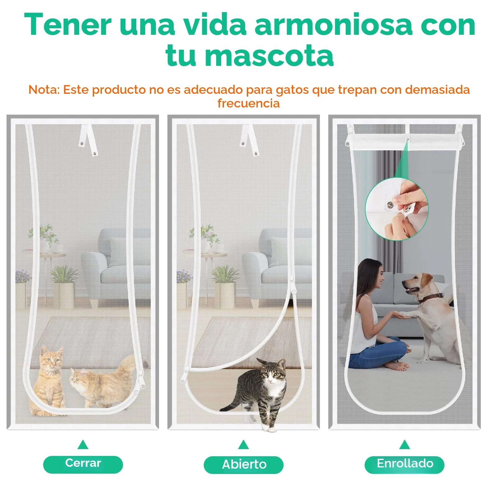 Puerta Mosquitera para Gatos, 81X208cm Puerta de Pantalla de Gato con Cremallera Bilateral, Evita Que los Perros Gatos salgan Corriendo de la casa, Dormitorio, Sala de Estar, Cocina Puerta del Patio