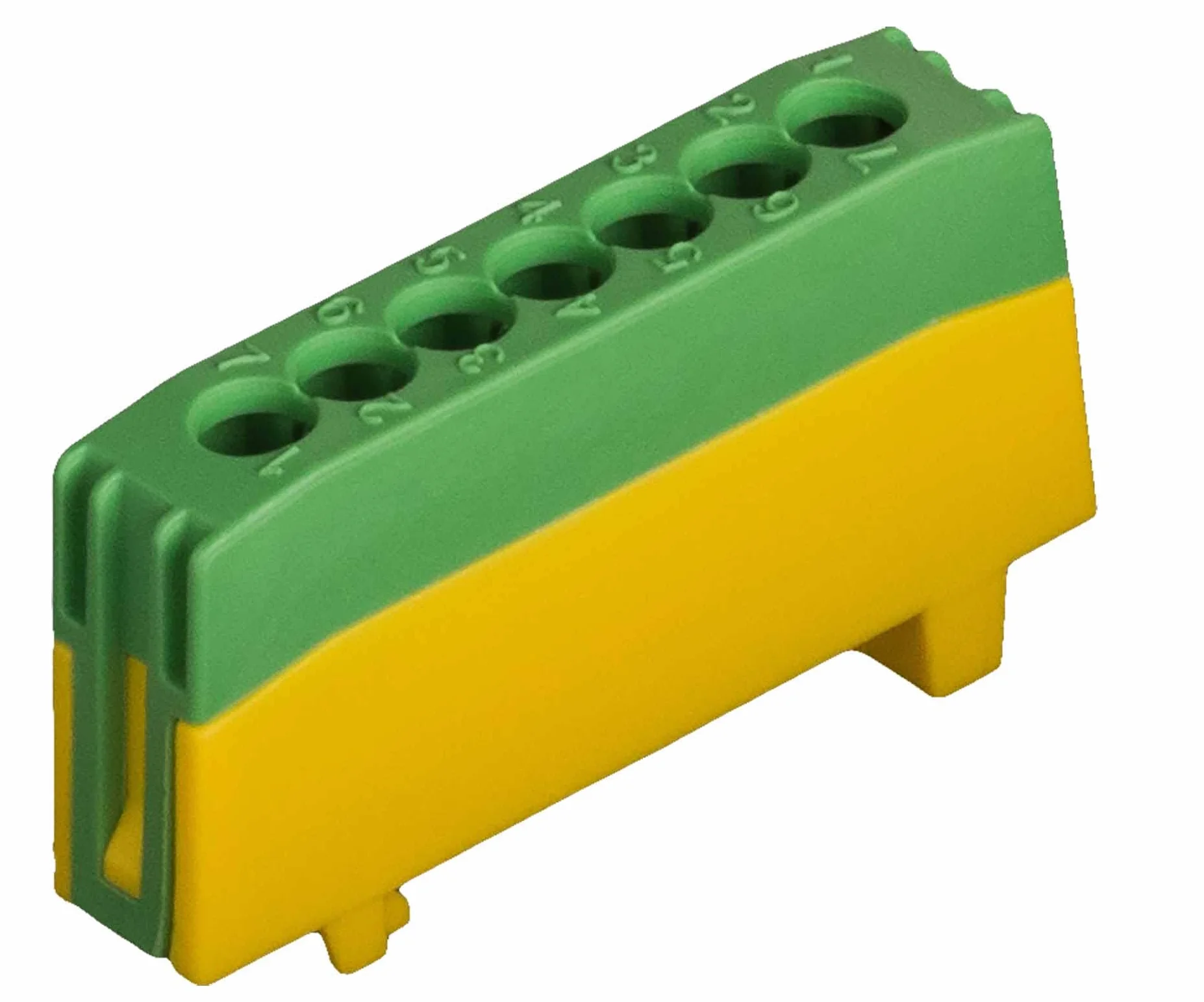 Pollmann PE7-F2 - Terminal de protección (7 pines, 1 unidad), color verde y amarillo