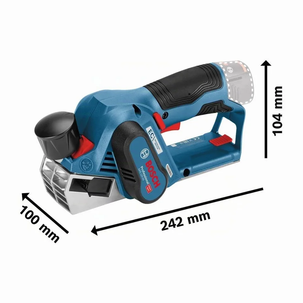 Bosch Professional 12V System cepillo a batería GHO 12V-20 (anchura del cepillo máx.: 56 mm, incl. 2 baterías 3.0Ah, cargador, 2 cuchillas de cepillado, L-BOXX)