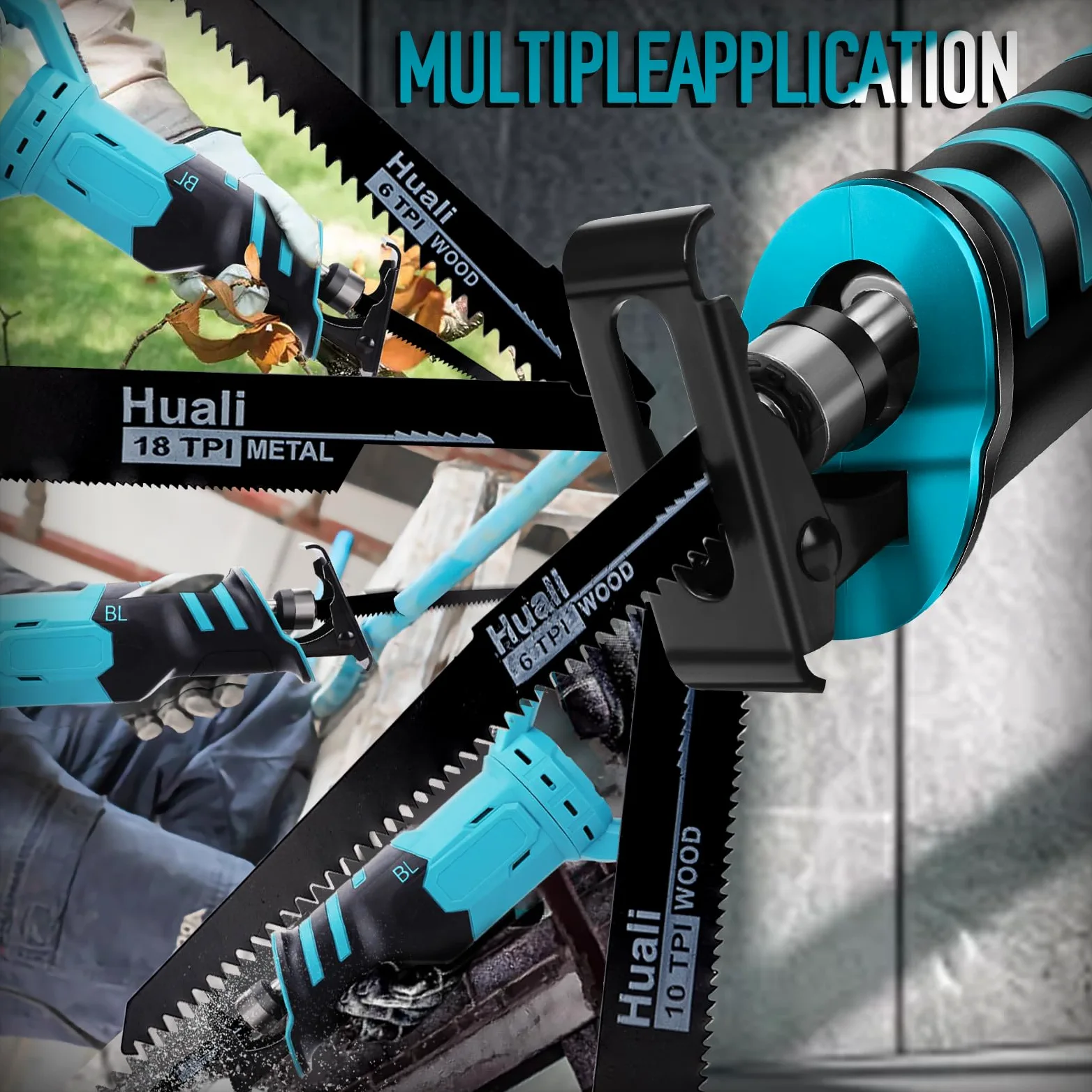 WingFly Sierra Sable Inalámbrica para Makita 18 V Batería, Sierra Alternativa Profesional con 4 Hojas de Sierra, 3000 rpm, Sierra Recíproca Eléctrica con Velocidad Variable