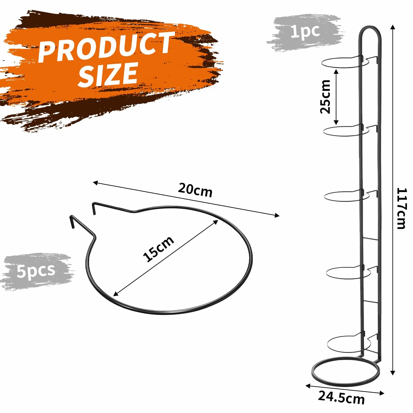 Soporte para Bolas, Soporte Balon Futbol Vertical de 5 Niveles de Metal de Almacenamiento para Bolas de Baloncesto, Estante de Bolas de Interior para Pelotas de Voleibol Deportivas