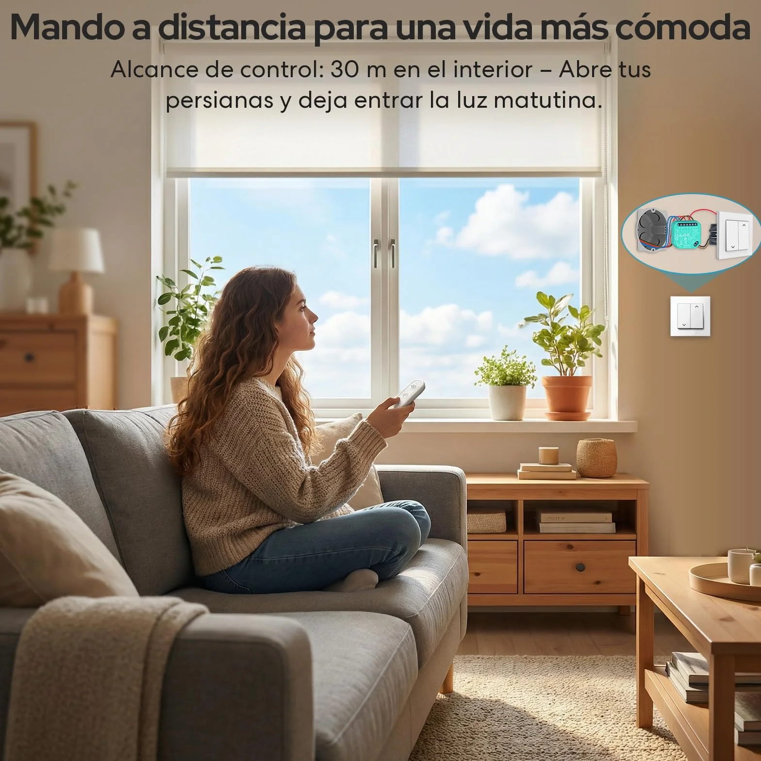 LoraTap Interruptor de Persiana, Receptor Módulo de Relé Inalámbrica con Mando a Distancia RF, Transmisor de Radio 868 MHz, Cortina