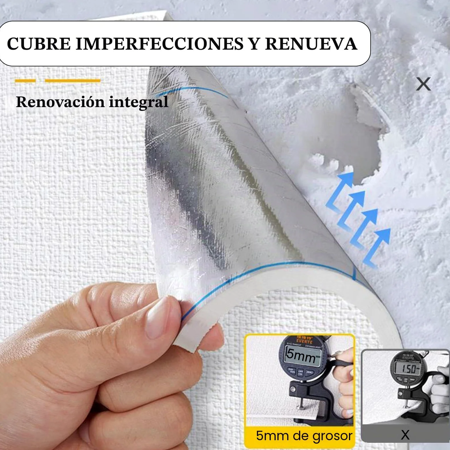 Genérico Papel Pintado Aislante Autoadhesivo De 9 Mm De Grosor,Papel Pintado Aislante para Paredes Interiores,Impermeable Resistente a La Humedad,Protección Decoración De Paredes,Amarillo,50x280cm