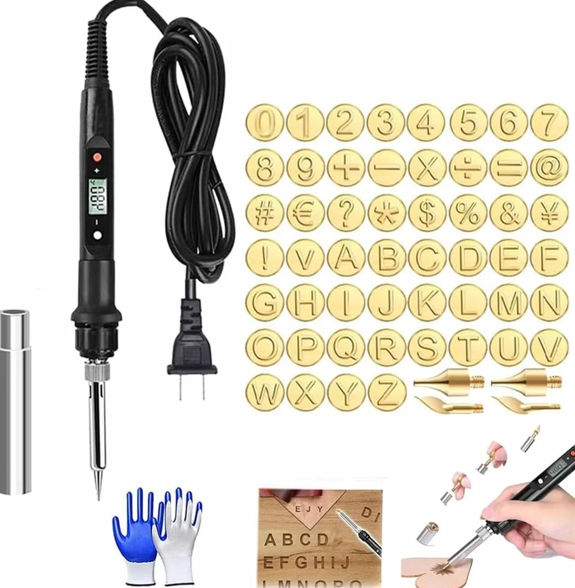 Molde de cobre 26 letras, juego de quemado tallado madera, herramienta sellos calientes alfabeto, sello cuero relieve