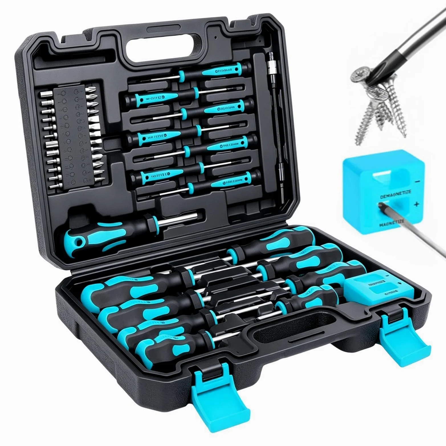 Juego de Destornilladores Magnéticos Herramientas Manuales Magnéticas Punta | Kit De 43 Piezas Con Punta Hexagonal para portátil ordenador gafas teléfono reloj TV coche hombre mujer