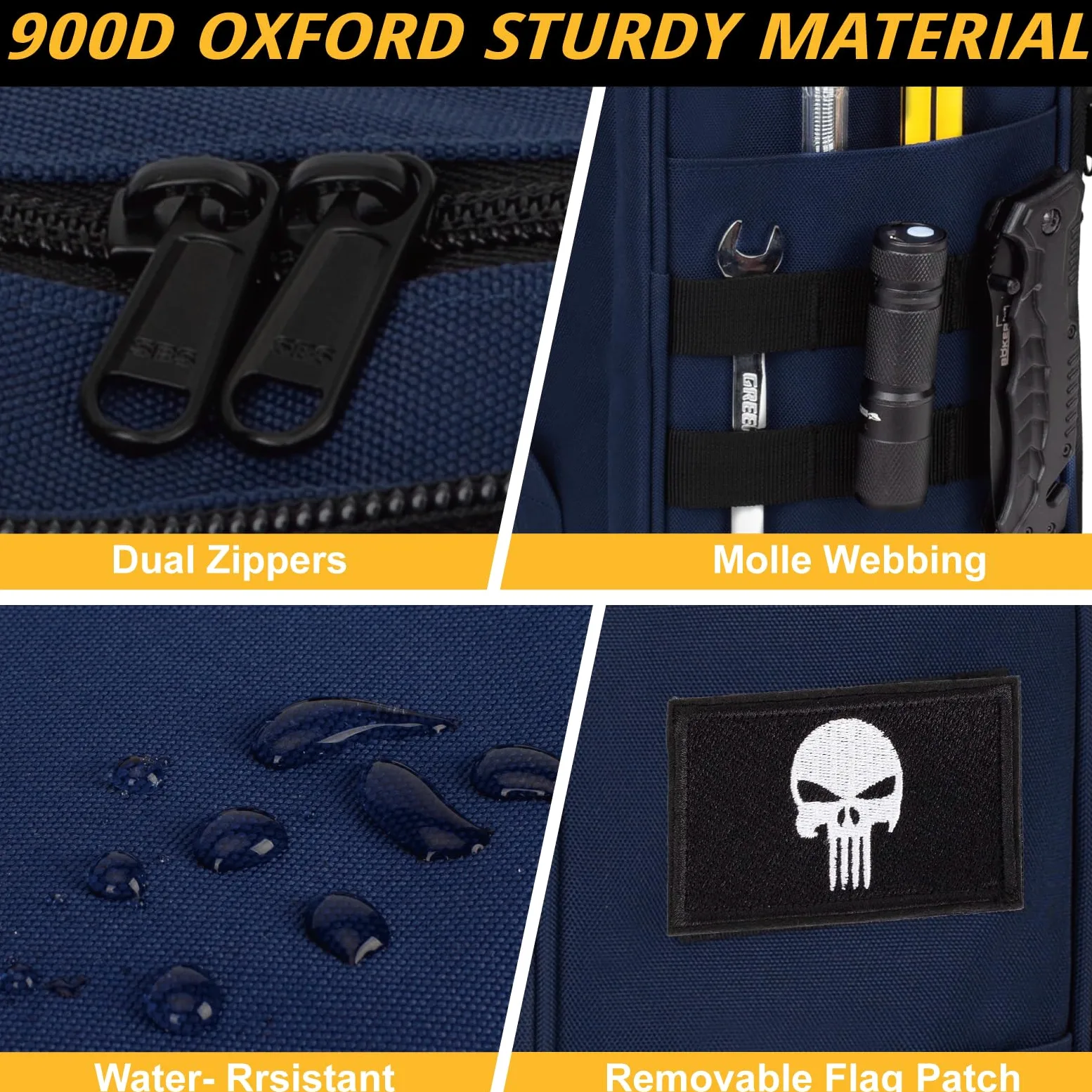 Bolsa de herramientas táctica para hombre – Organizador multiusos resistente al agua con gran apertura y cremallera, caja de herramientas pequeña y duradera para reparaciones, carpinteros y manitas