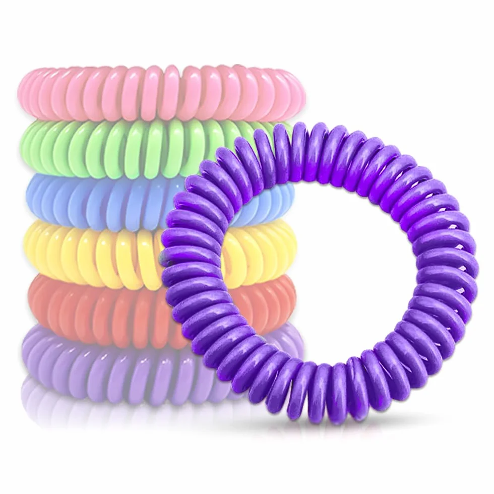 Pulseras Anti Mosquitos Multicolor Elastica con Citronela, Brazalete Repelente de Mosquitos e Insectos, Proteccion Exterior Interior, Larga Duracion, para Niños y Adultos (1, Lila)