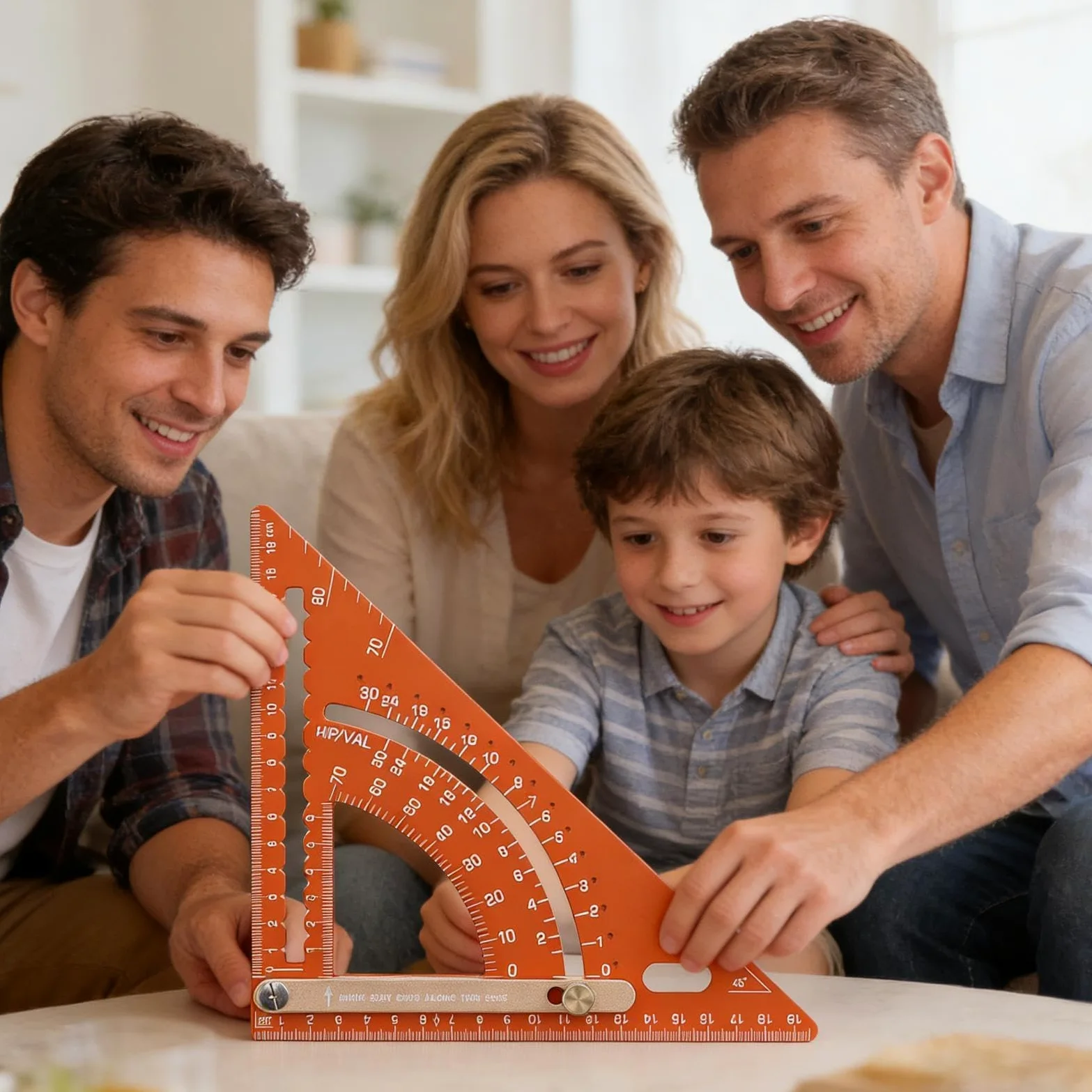 Escuadra de Carpintero - Regla Triangular para carpintería, Regla de construcción, Velocidad Ajustable para Trabajos en Madera, aleación de Aluminio métrica para Hombres
