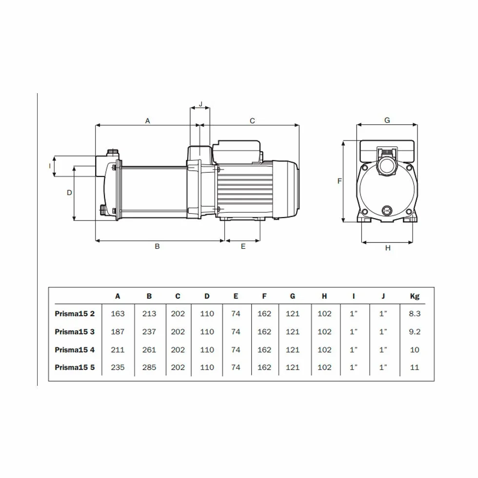 Espa Bomba Multicelular Horizontal Prisma 15 5 M 1 Cv Monofásica