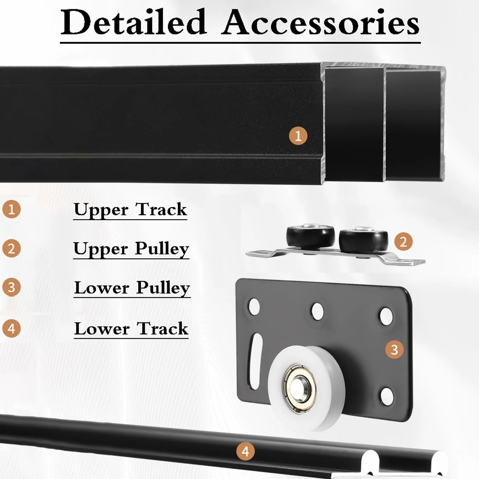 Kit de riel para puerta corredera, sistema de riel guía de funcionamiento suave para puertas de armario y oficina en casa