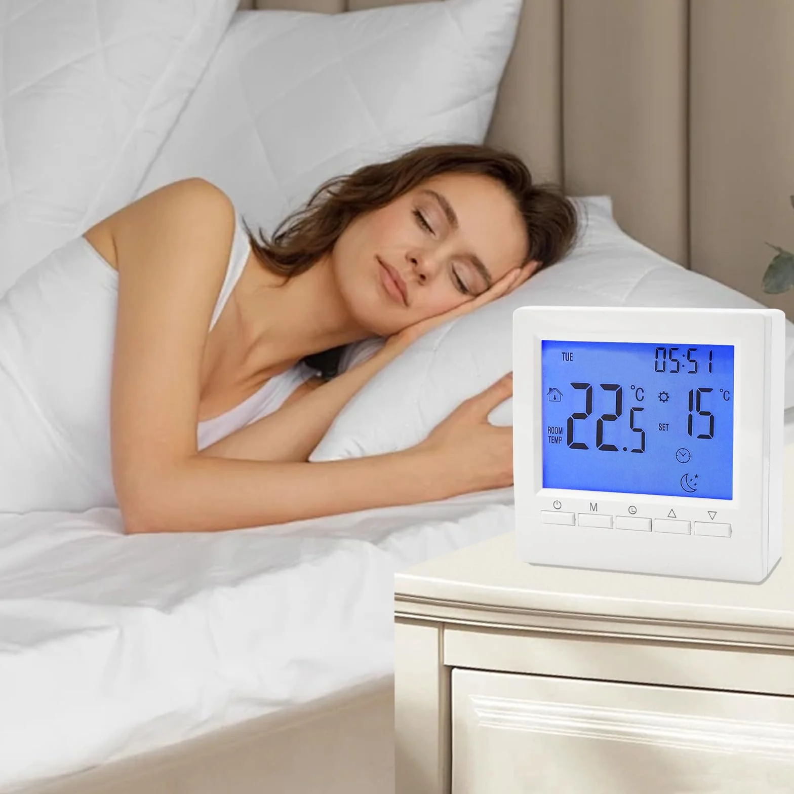 Termostato digital para caldera de gas, montaje en pared, caldera y control de calefacción por suelo radiante, con protección para niños y protección contra congelación