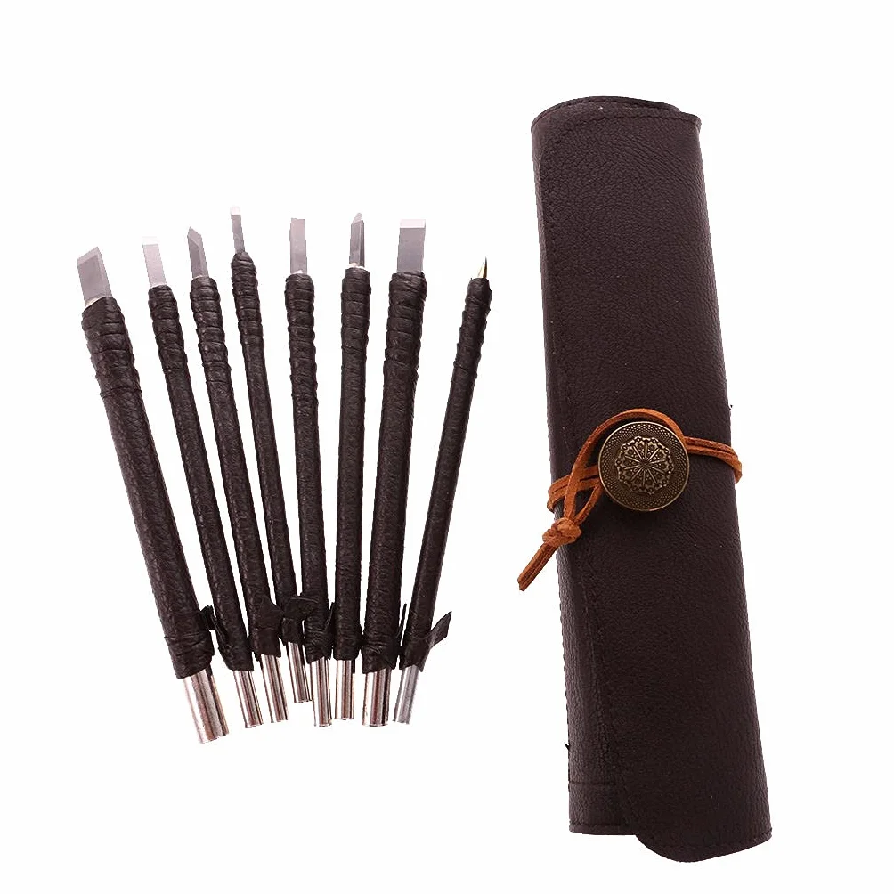 Conjunto De 8 Cincel De Madera Piedra Talla Sello Grabado Afición Herramienta De Artesanía Accesorios