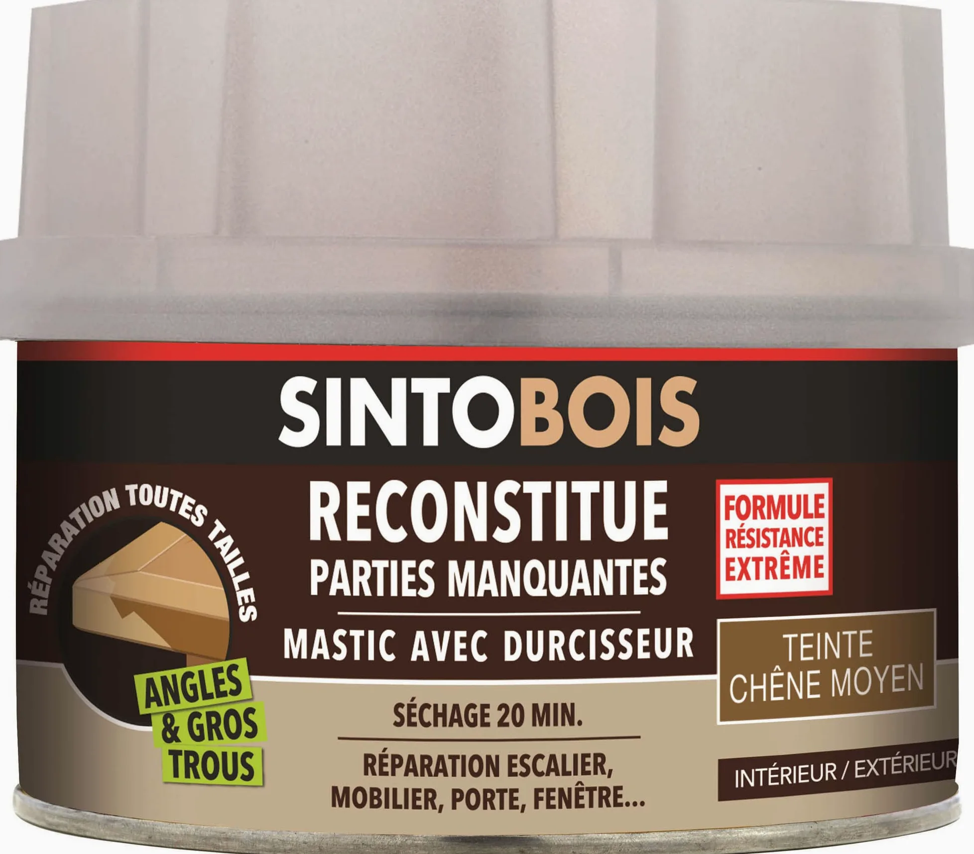 Sintobois – Masa para madera, esquinas y agujeros grandes, reconstituye las partes faltantes, interior exterior, alta resistencia y adherencia, seca en 20 minutos, cadena media – técnica profesional – | Bi-componente secado en 20 min, parquet muebles carp
