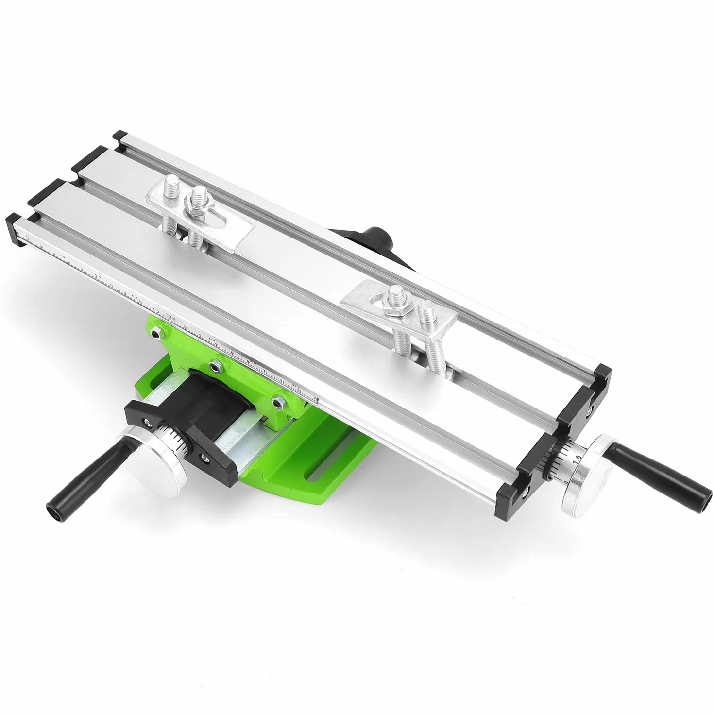 QWORK® Mesa de Trabajo Multifunción, Cruz y Deslizante de Perforación para Soporte de Taladro de Banco, 310 * 90 * 78 mm