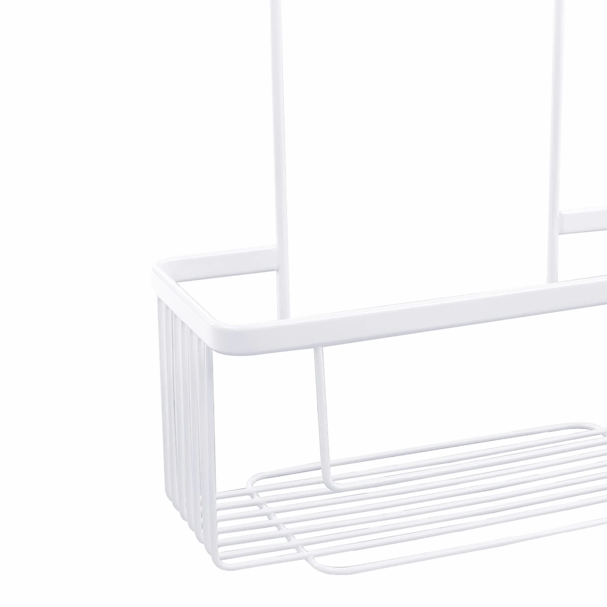 Estante de Ducha Colgante de Acero Inoxidable, Sin Taladro, Blanco Mate, 26 x 11 x 38 cm, Soporta 15 kg