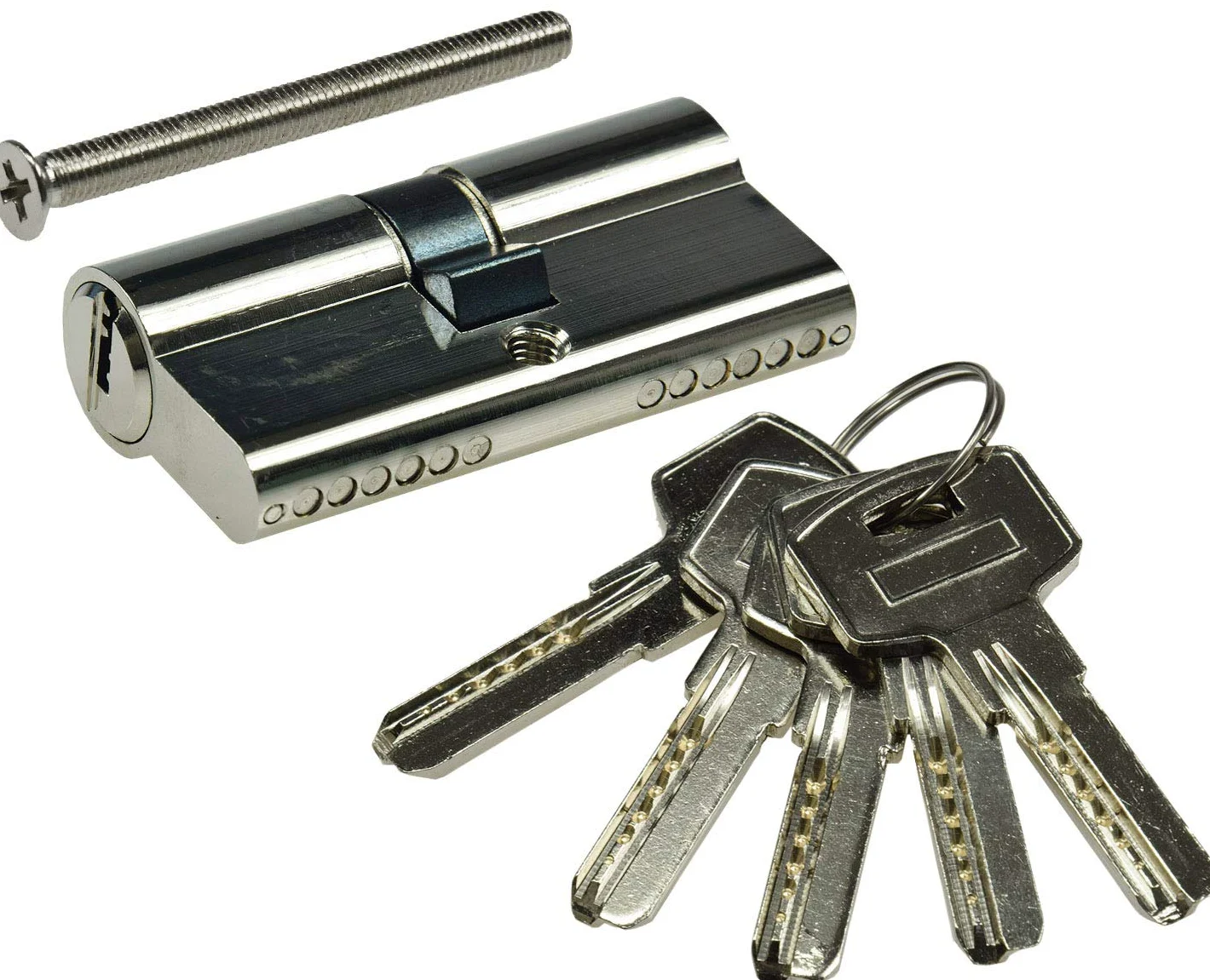 Juego cilindro cerradura 3x 60mm (30+30mm) 5 llaves