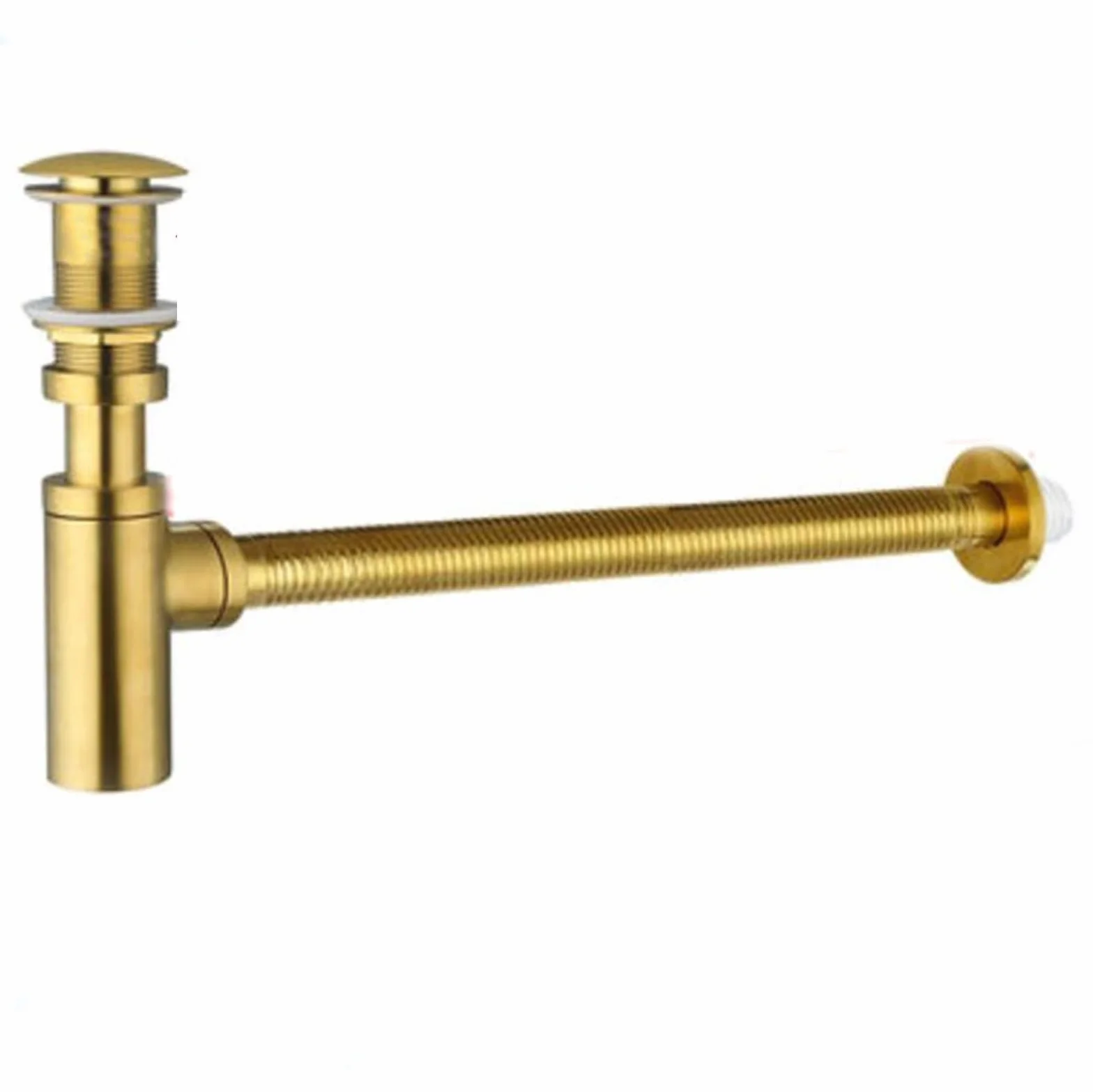 Trampa for botellas de lavabo, desagües de sifón for lavabo de baño de latón con desagüe de tubo de desagüe emergente dorado.(Without hole set)