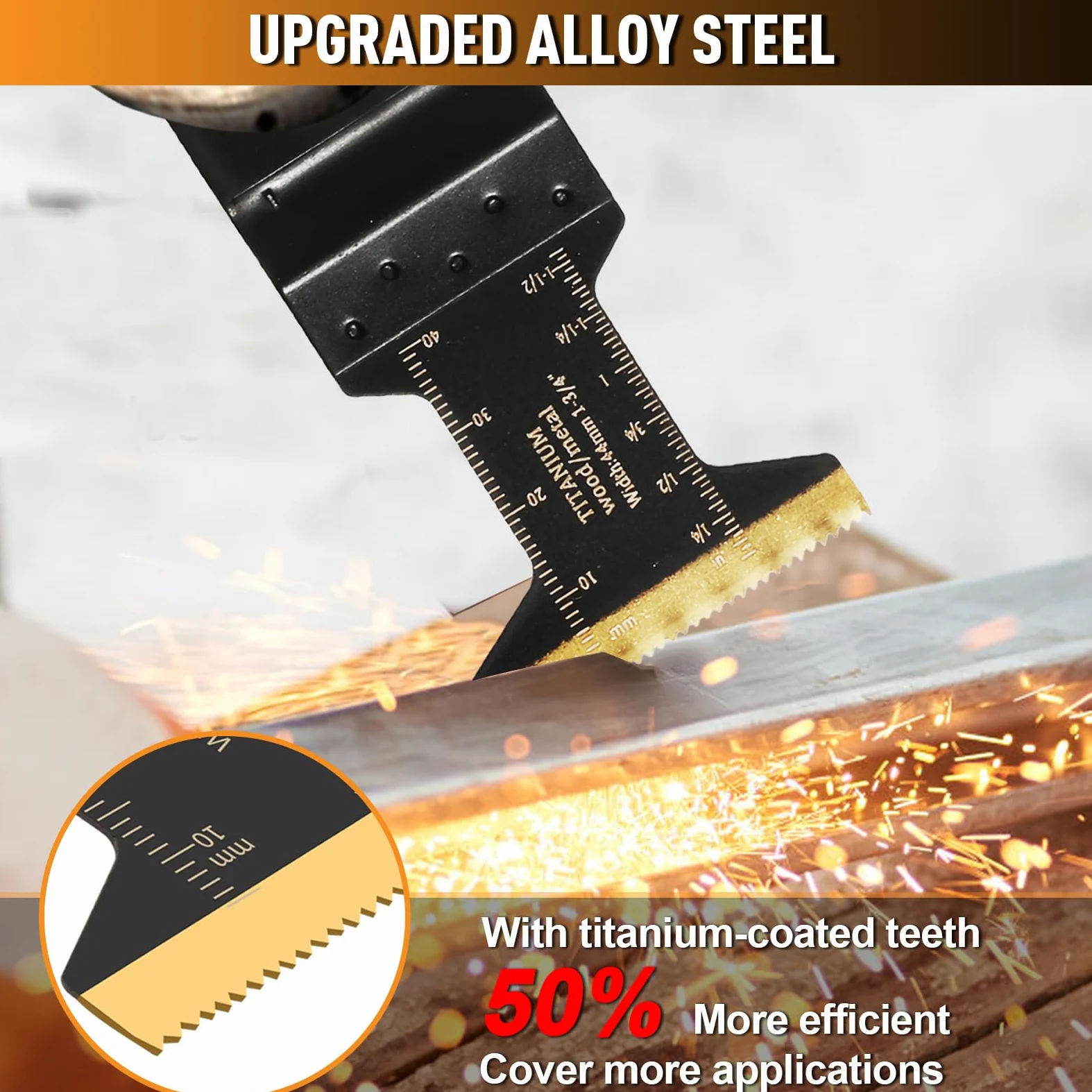 16 hojas de sierra oscilantes de titanio para corte de metal, cuchillas multiherramienta universales para materiales duros, metal, clavos, madera, plástico, kits de cuchillas multiherramienta