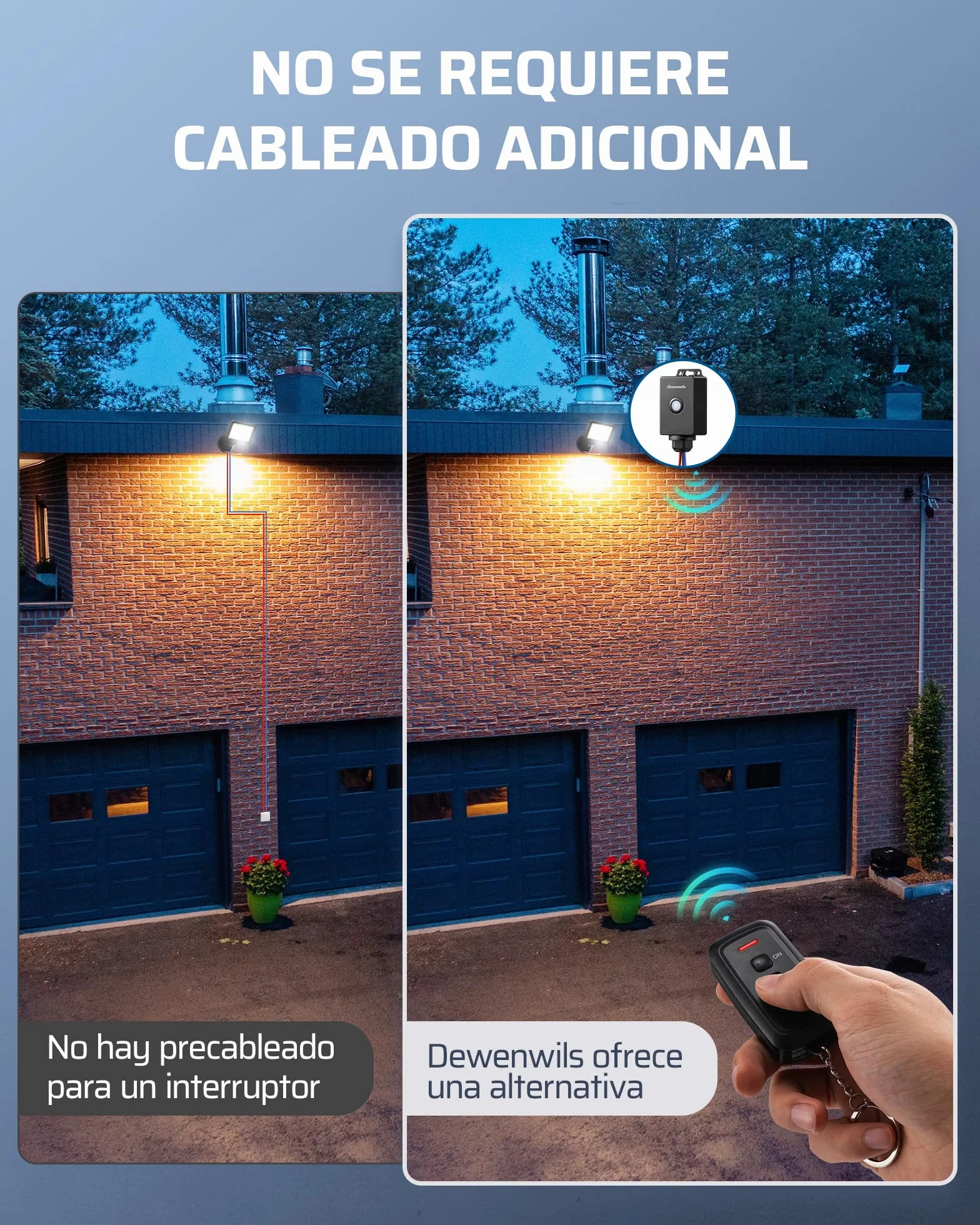 DEWENWILS Interruptor Inalámbrico para Exterior, IP65 Impermeable, Interruptor de Luz Inalámbrico, No Requiere Cableado, Programable y Ampliable
